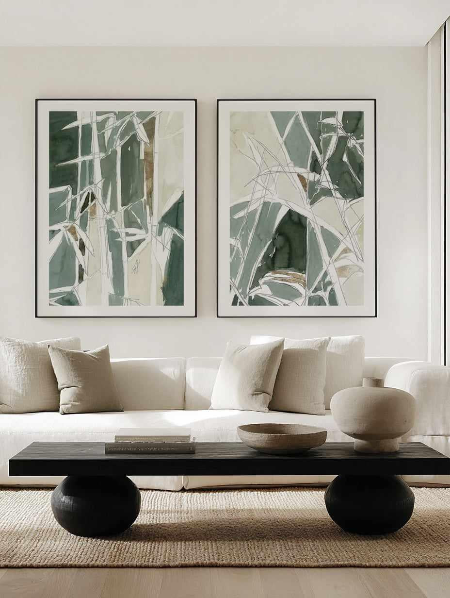 Bamboo Abstract I & II Art Print Set of 2 | Matching Wall Art from Olive et Oriel where you can shop wallpaper and artworks online