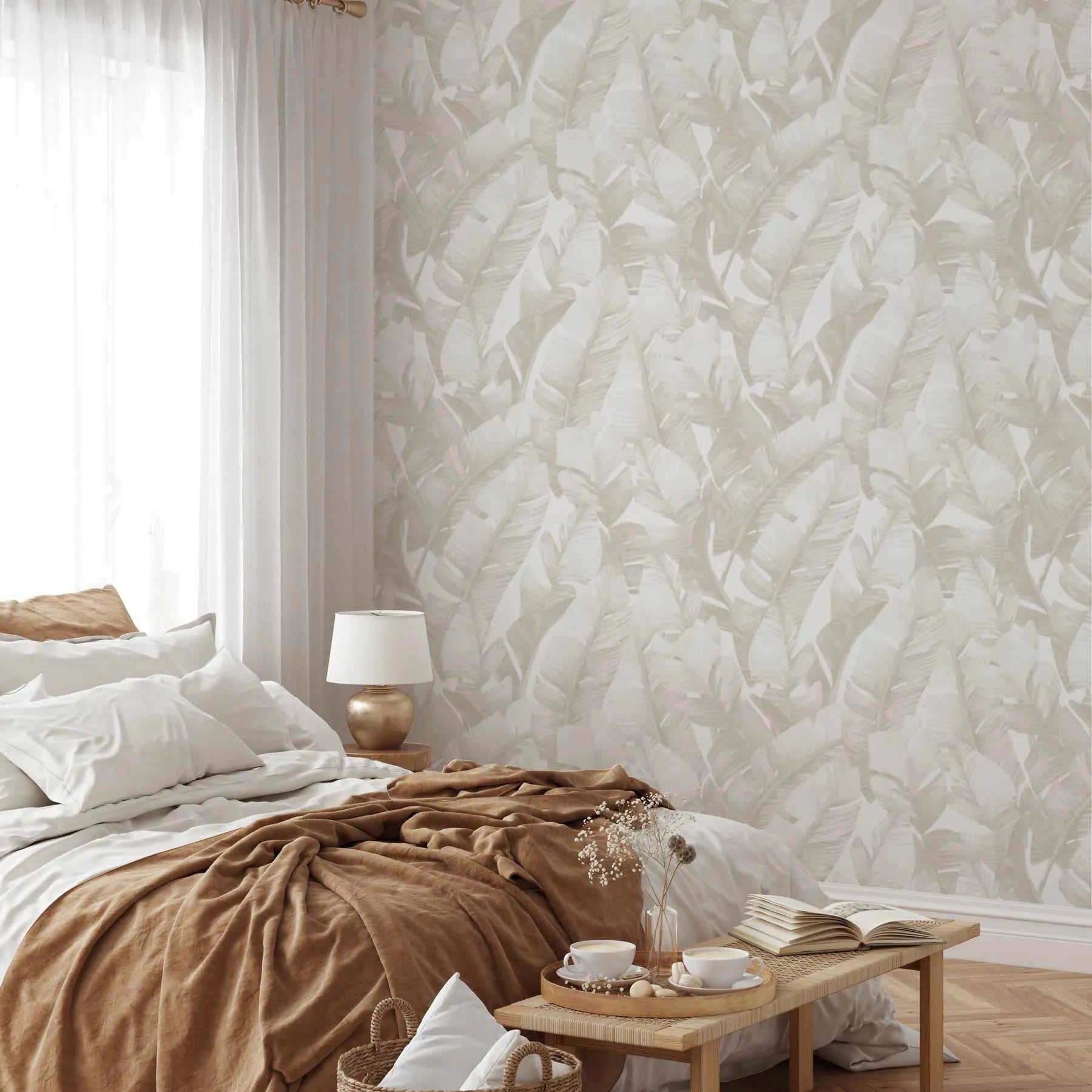 Banana Leaf Palms | Sepia Wallpaper from Olive et Oriel where you can shop wallpaper and artworks online