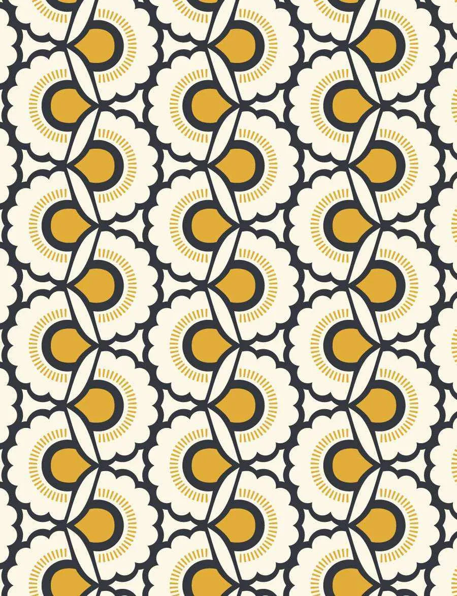 Bardot Retro Floral Wallpaper - Olive et Oriel