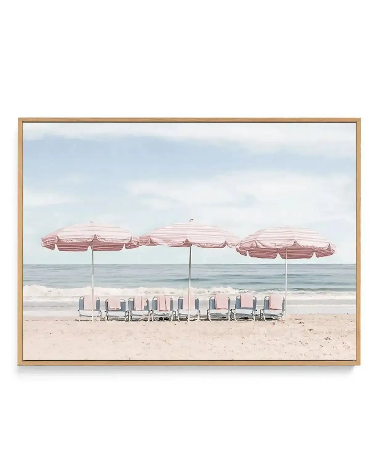 Beach Days | Pink Umbrellas | Framed Canvas-CANVAS-You can shop wall art online with Olive et Oriel for everything from abstract art to fun kids wall art. Our beautiful modern art prints and canvas art are available from large canvas prints to wall art paintings and our proudly Australian artwork collection offers only the highest quality framed large wall art and canvas art Australia - You can buy fashion photography prints or Hampton print posters and paintings on canvas from Olive et Oriel an
