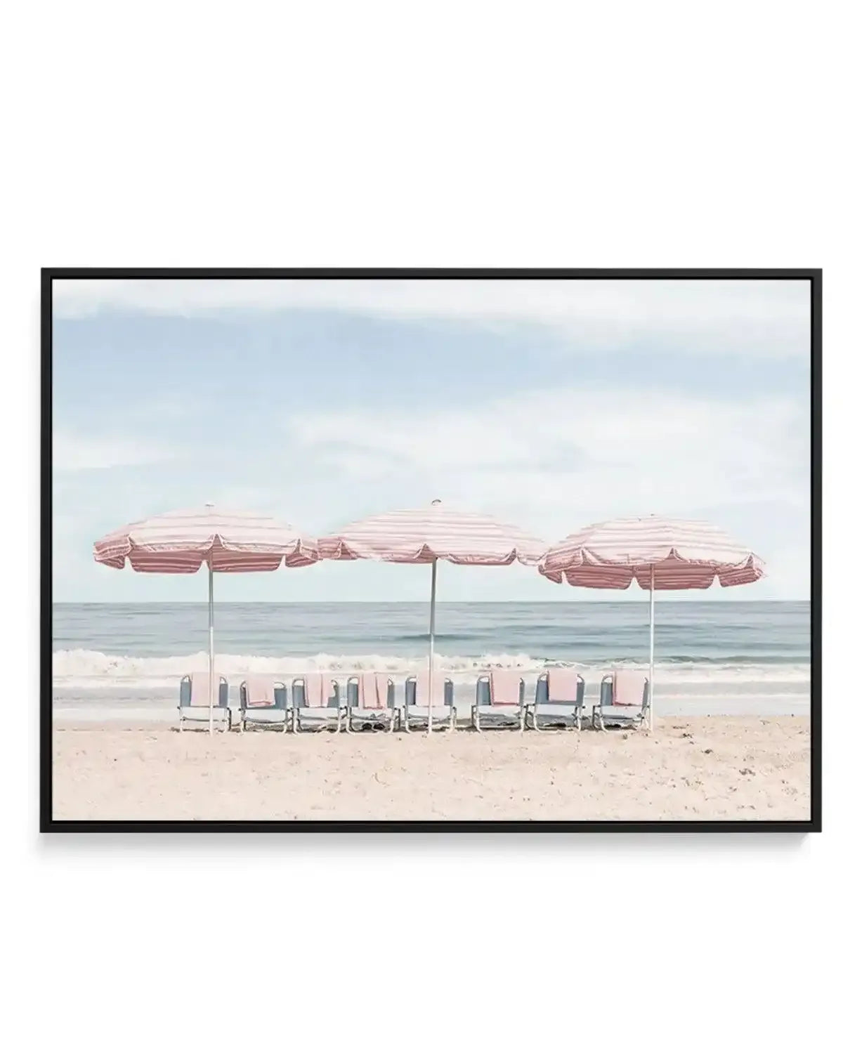 Beach Days | Pink Umbrellas | Framed Canvas-CANVAS-You can shop wall art online with Olive et Oriel for everything from abstract art to fun kids wall art. Our beautiful modern art prints and canvas art are available from large canvas prints to wall art paintings and our proudly Australian artwork collection offers only the highest quality framed large wall art and canvas art Australia - You can buy fashion photography prints or Hampton print posters and paintings on canvas from Olive et Oriel an
