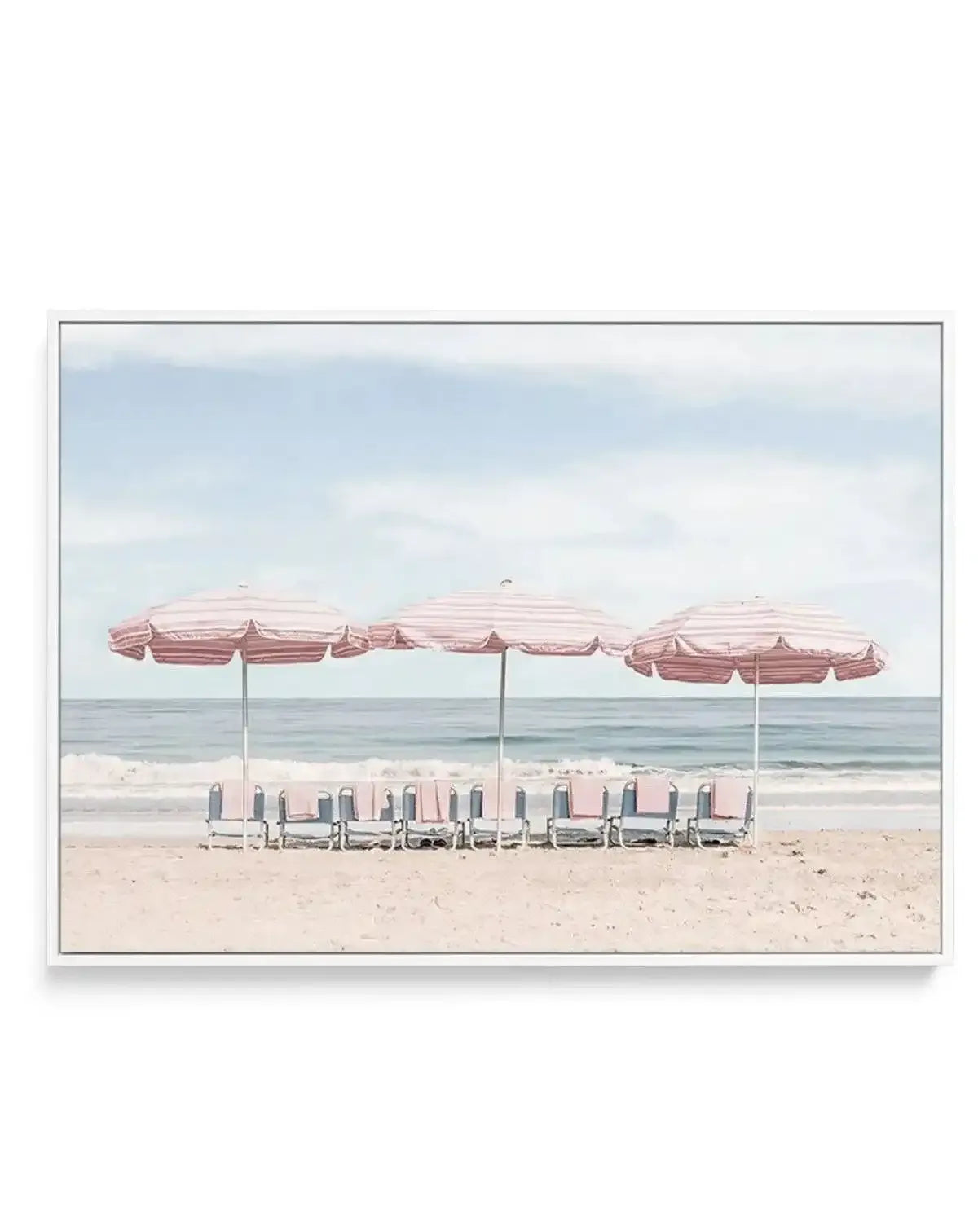 Beach Days | Pink Umbrellas | Framed Canvas-CANVAS-You can shop wall art online with Olive et Oriel for everything from abstract art to fun kids wall art. Our beautiful modern art prints and canvas art are available from large canvas prints to wall art paintings and our proudly Australian artwork collection offers only the highest quality framed large wall art and canvas art Australia - You can buy fashion photography prints or Hampton print posters and paintings on canvas from Olive et Oriel an