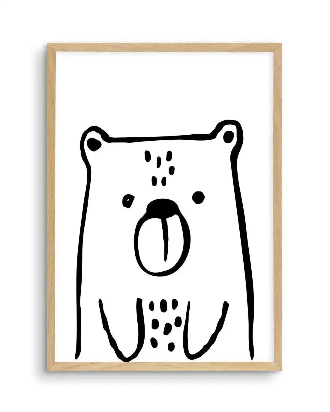 Bear B&W Art Print-PRINT-Olive et Oriel-Olive et Oriel-A5 | 5.8" x 8.3" | 14.8 x 21cm-Oak-With White Border-Buy-Australian-Art-Prints-Online-with-Olive-et-Oriel-Your-Artwork-Specialists-Austrailia-Decorate-With-Coastal-Photo-Wall-Art-Prints-From-Our-Beach-House-Artwork-Collection-Fine-Poster-and-Framed-Artwork