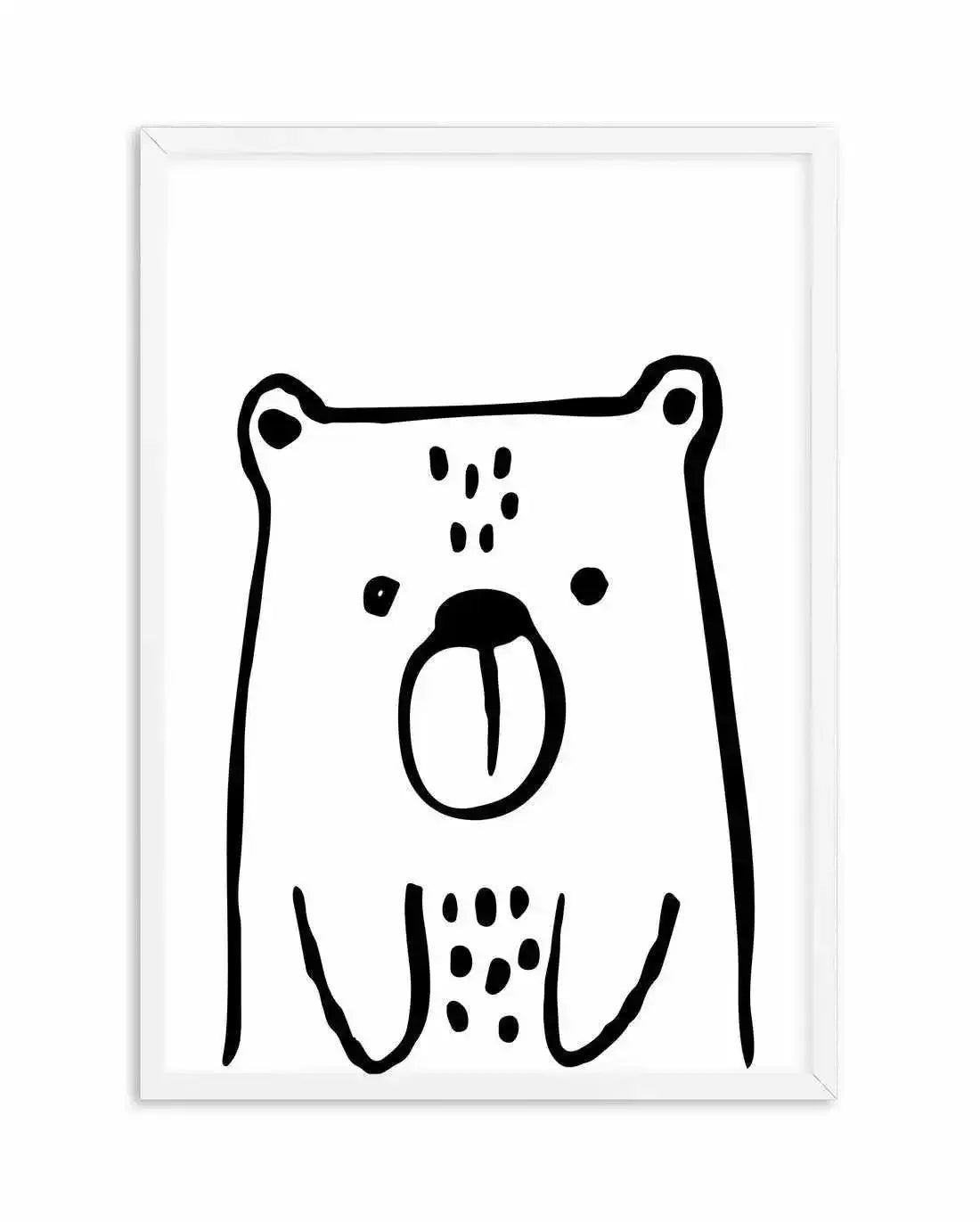 Bear B&W Art Print-PRINT-Olive et Oriel-Olive et Oriel-A5 | 5.8" x 8.3" | 14.8 x 21cm-White-With White Border-Buy-Australian-Art-Prints-Online-with-Olive-et-Oriel-Your-Artwork-Specialists-Austrailia-Decorate-With-Coastal-Photo-Wall-Art-Prints-From-Our-Beach-House-Artwork-Collection-Fine-Poster-and-Framed-Artwork