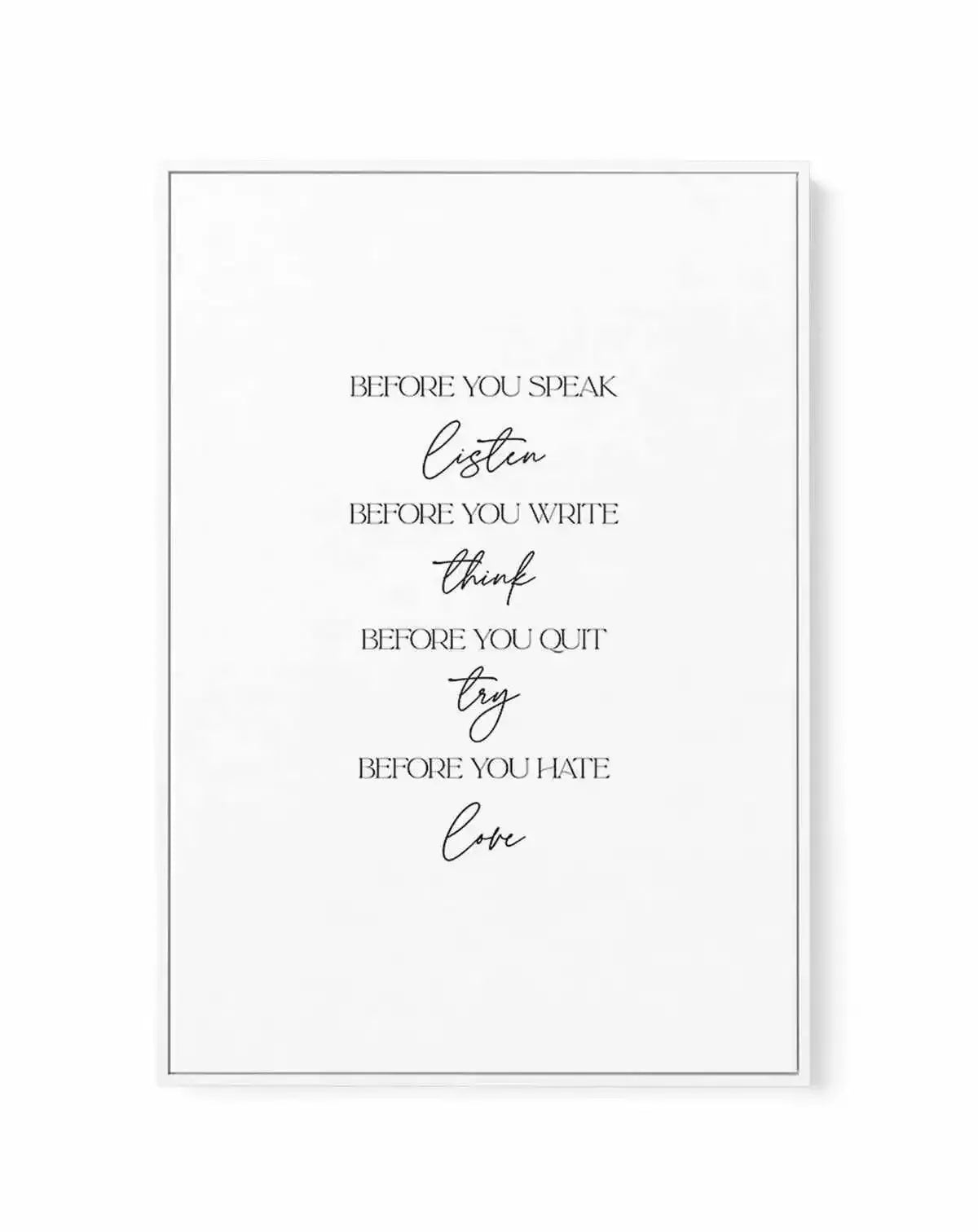 Before You Do | Framed Canvas-CANVAS-You can shop wall art online with Olive et Oriel for everything from abstract art to fun kids wall art. Our beautiful modern art prints and canvas art are available from large canvas prints to wall art paintings and our proudly Australian artwork collection offers only the highest quality framed large wall art and canvas art Australia - You can buy fashion photography prints or Hampton print posters and paintings on canvas from Olive et Oriel and have them de