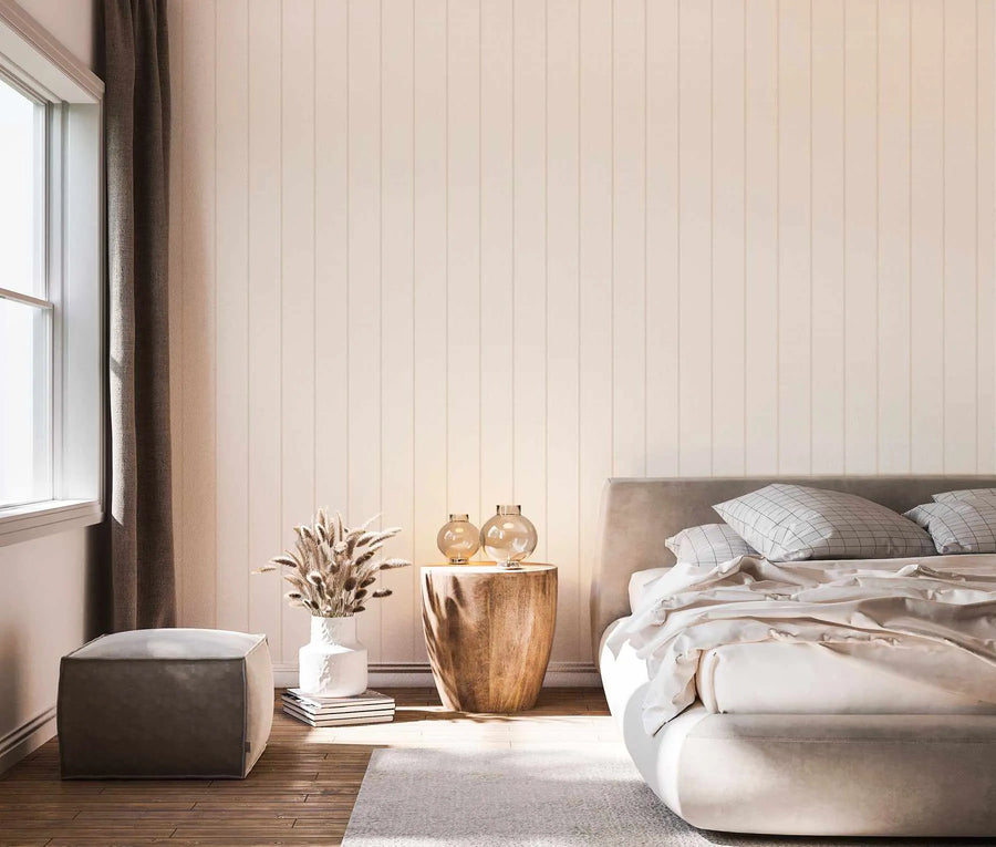 Double Stripe Wallpaper In Beige from Olive et Oriel where you can shop wallpaper and artworks online