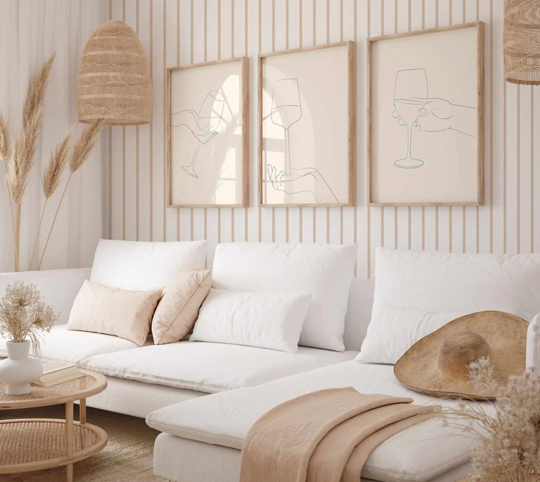 Stripe Wallpaper In Beige from Olive et Oriel where you can shop wallpaper and artworks online