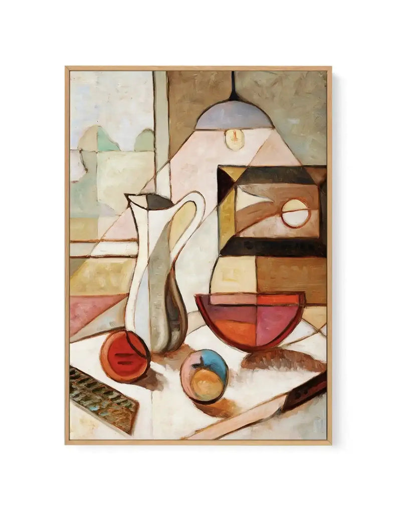 Beneath the Light | Framed Canvas Art Print brown orange art print