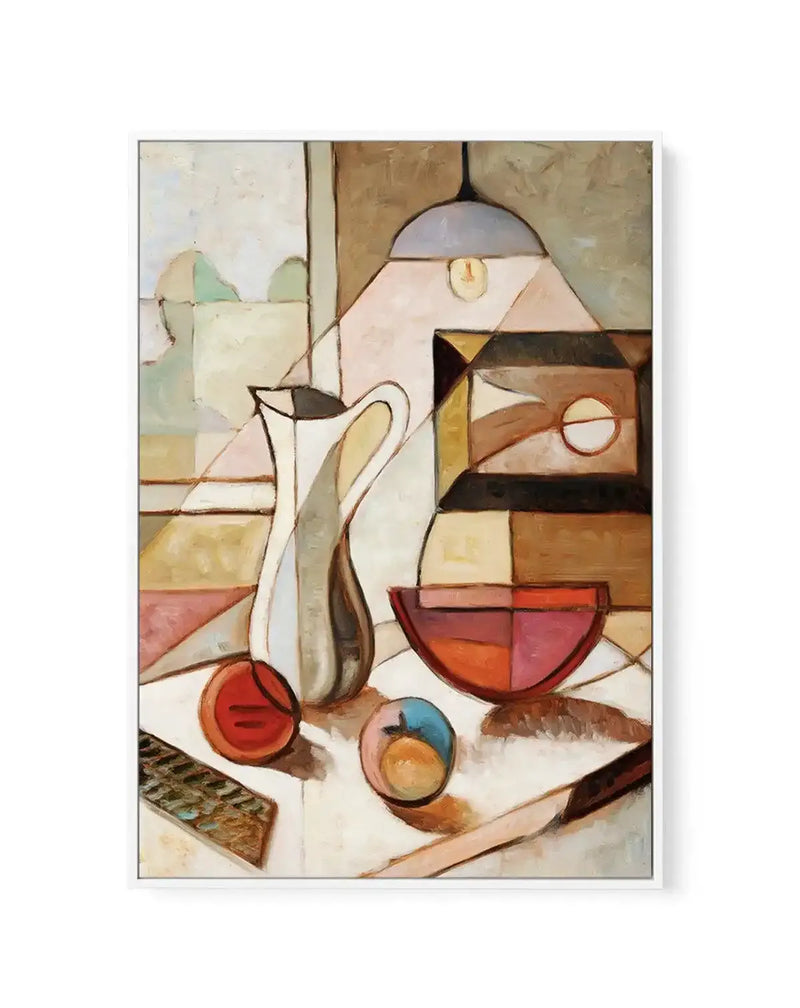 Beneath the Light | Framed Canvas Art Print brown orange art print