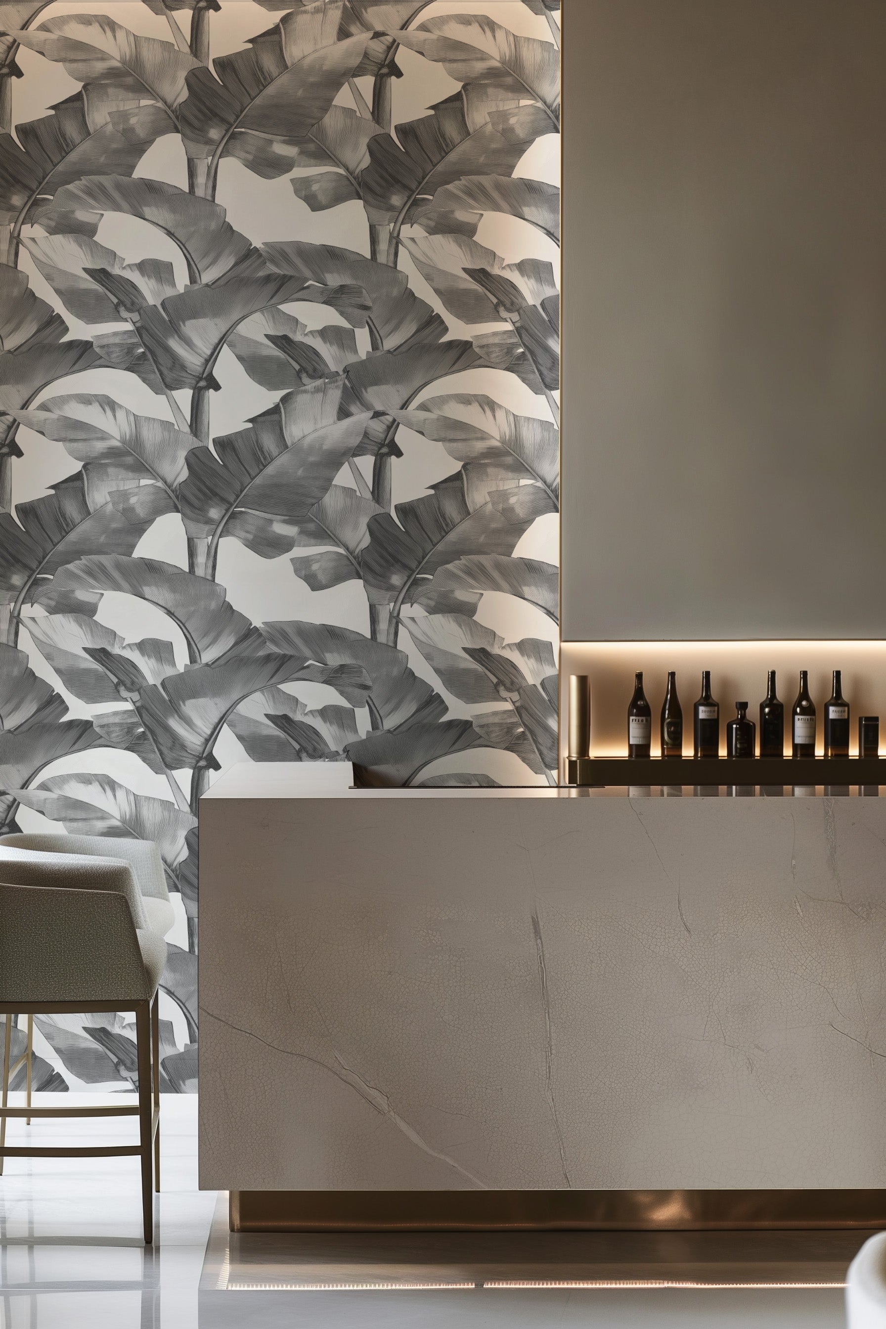 Bermuda in Charcoal Commercial Vinyl Wallcovering-Commercial Wallcoverings-Olive et Oriel-Luxury commercial-grade embossed and textured vinyl wallcovering durable fire-rated washable stain-resistant and customizable perfect for hotels offices retail childcare healthcare and hospital spaces vinyl wallpaper