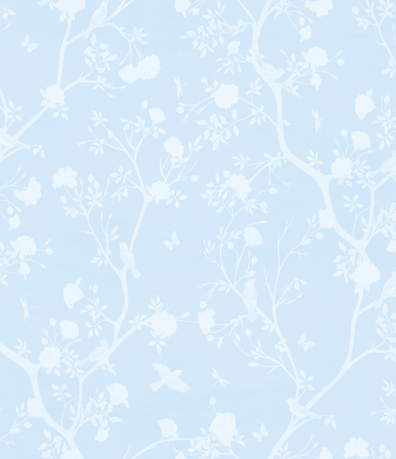 Bird Song in Light Blue Wallpaper