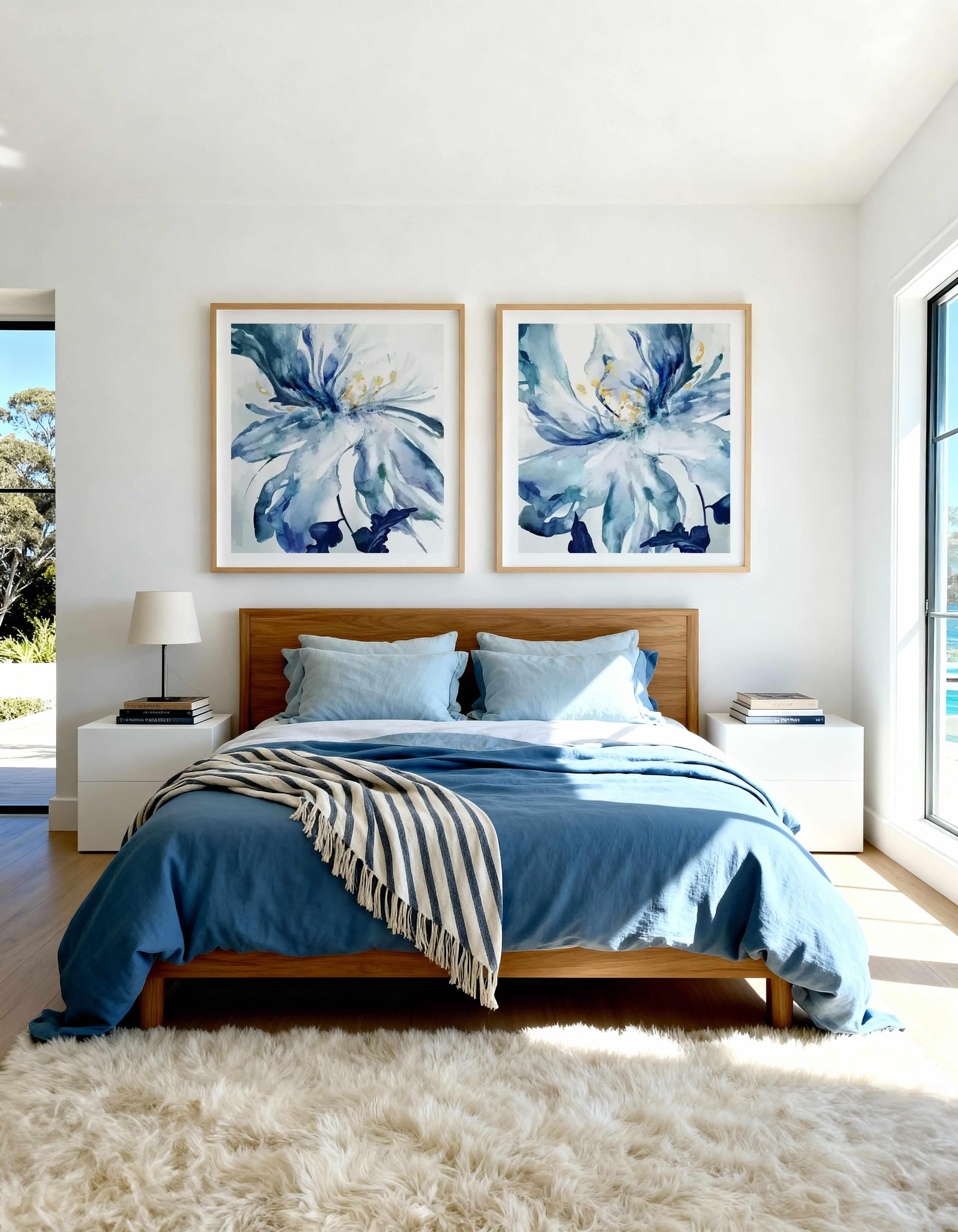 Blue Grande I & II Art Print Set of 2 | Matching Wall Art from Olive et Oriel where you can shop wallpaper and artworks online