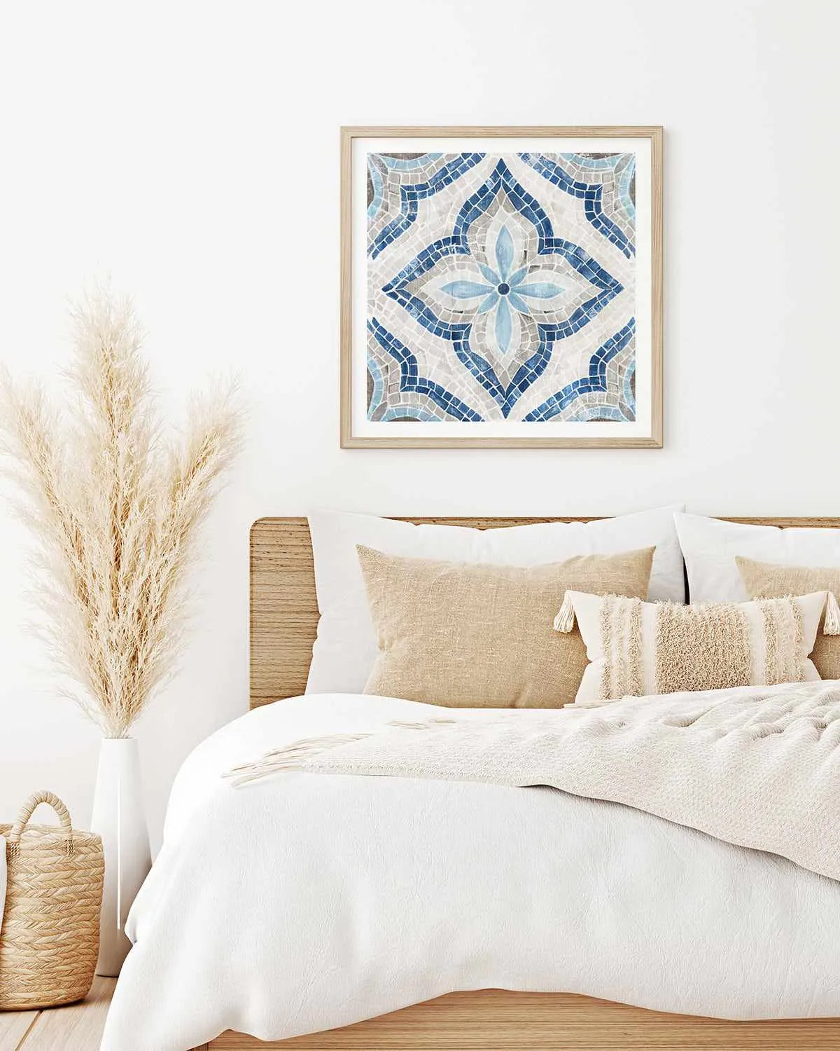 Blue Single Moroccan Tile Art Print from Olive et Oriel where you can shop wallpaper and artworks online