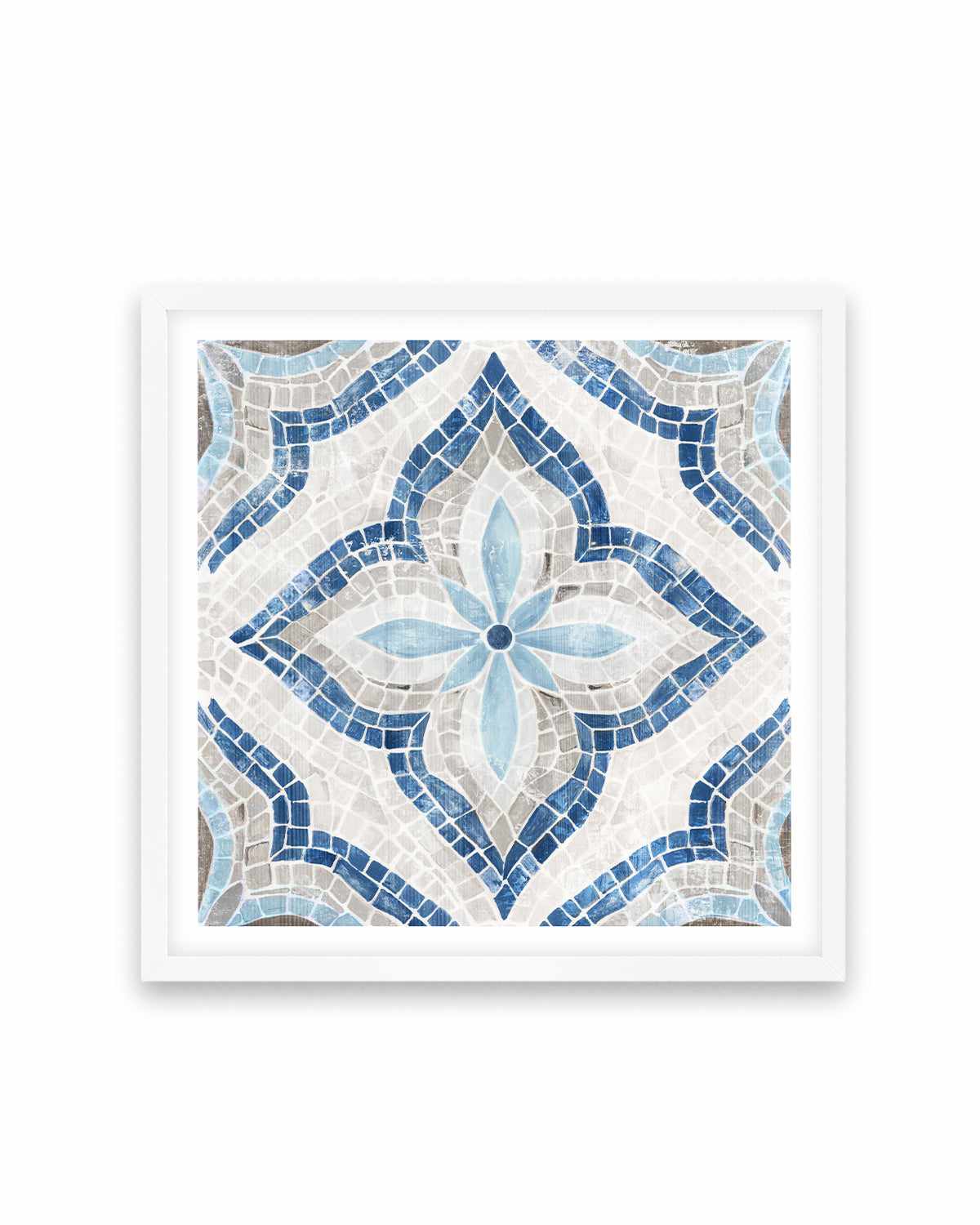 Blue Single Moroccan Tile Art Print