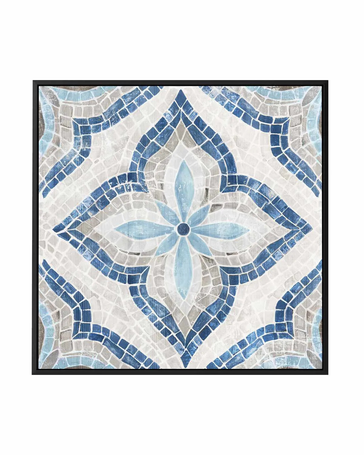 Blue Single Moroccan Tile | Framed Canvas Art Print from Olive et Oriel where you can shop wallpaper and artworks online