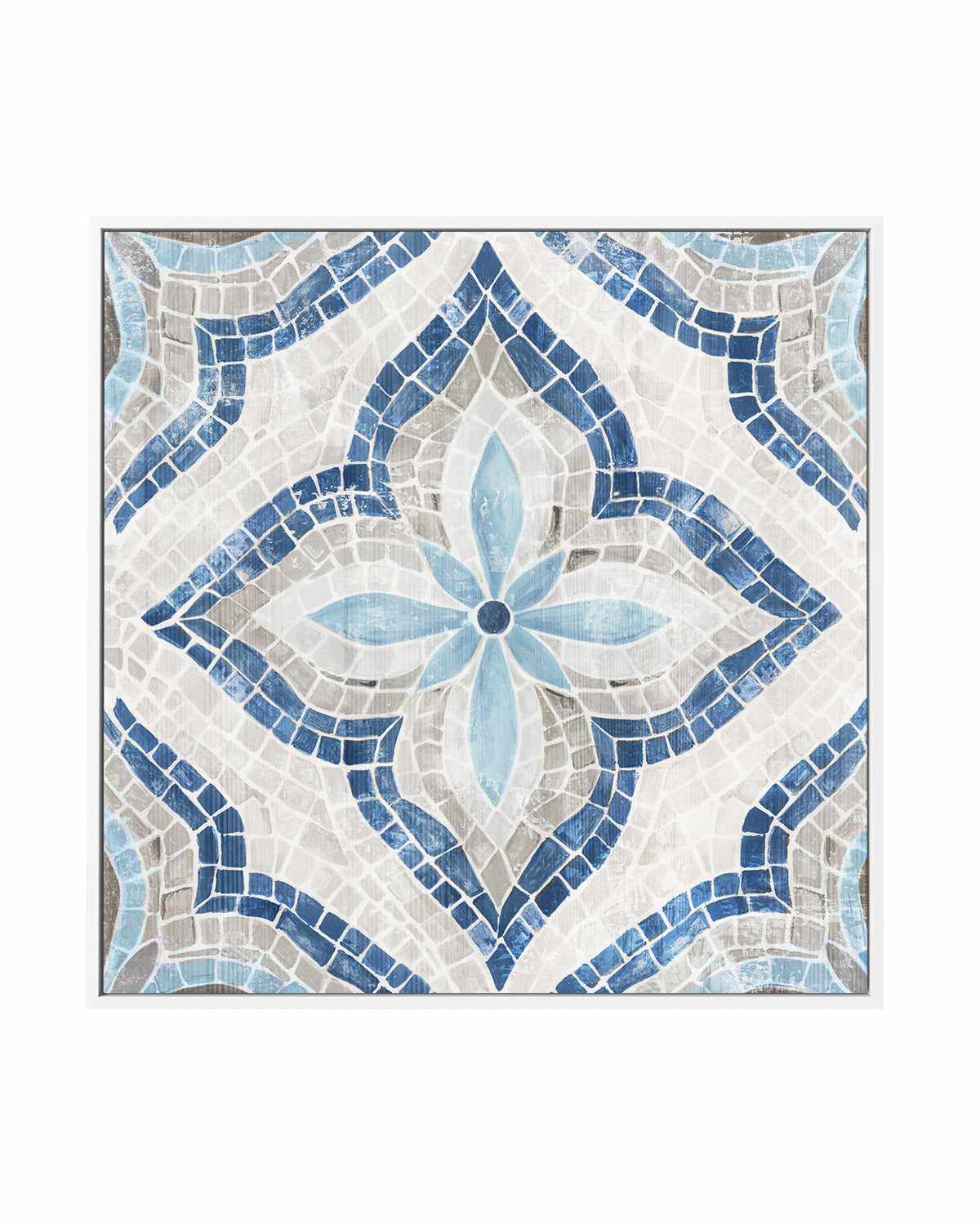 Blue Single Moroccan Tile | Framed Canvas Art Print