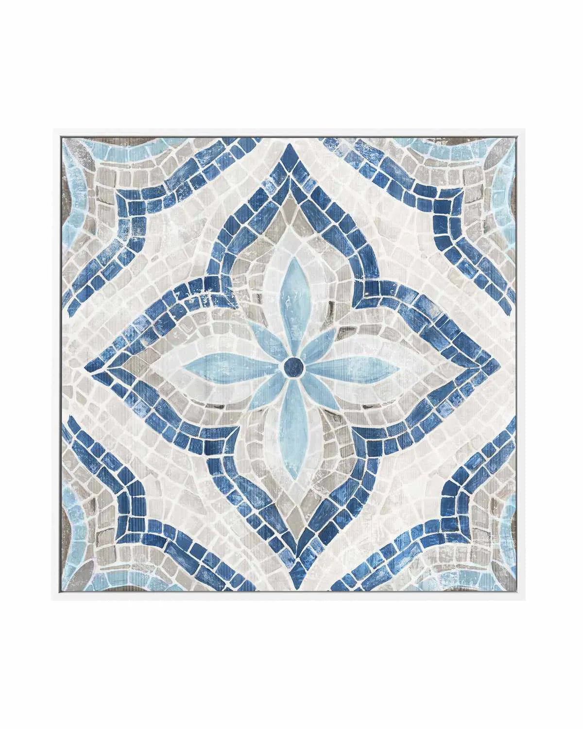Blue Single Moroccan Tile | Framed Canvas Art Print from Olive et Oriel where you can shop wallpaper and artworks online