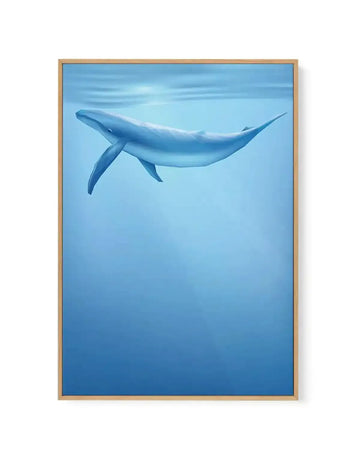 Blue Whale | Graphic Whales Collection | Framed Canvas Art Print blue nature art print