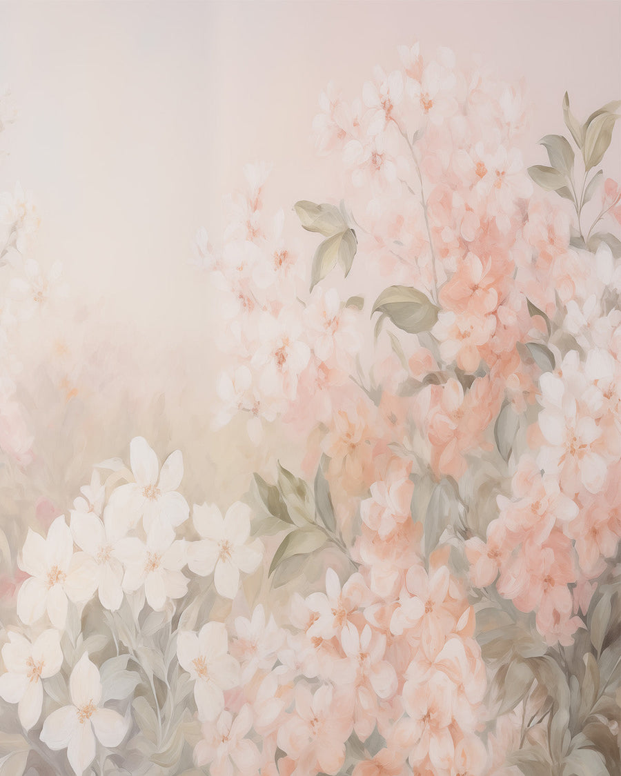 Blush Petal Florals Wallpaper Mural from Olive et Oriel where you can shop wallpaper and artworks online