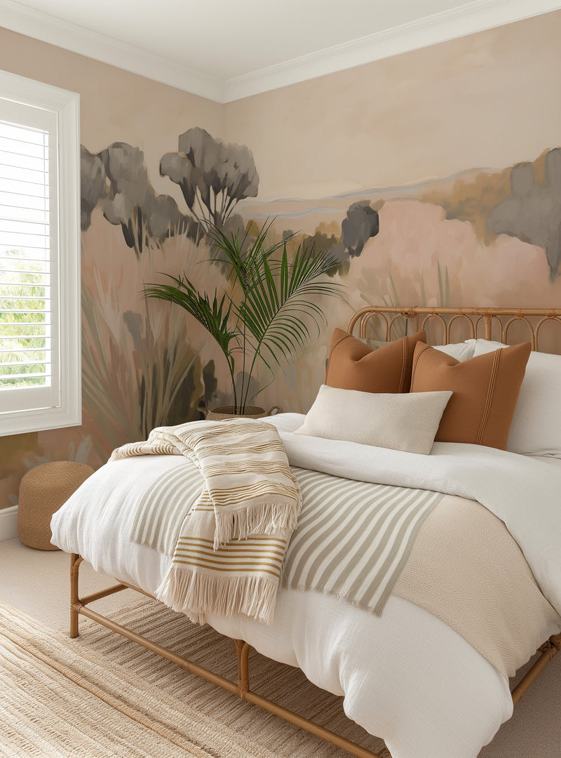 Blushing Valley Wallpaper Mural from Olive et Oriel where you can shop wallpaper and artworks online