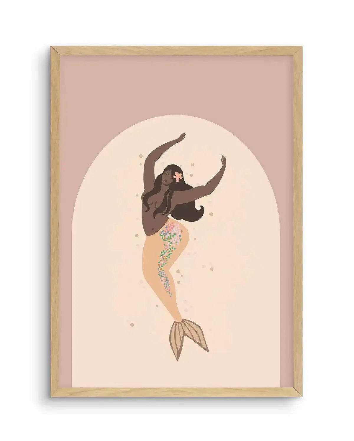 Boheme Mermaid I Art Print-PRINT-Olive et Oriel-Olive et Oriel-A5 | 5.8" x 8.3" | 14.8 x 21cm-Oak-With White Border-Buy-Australian-Art-Prints-Online-with-Olive-et-Oriel-Your-Artwork-Specialists-Austrailia-Decorate-With-Coastal-Photo-Wall-Art-Prints-From-Our-Beach-House-Artwork-Collection-Fine-Poster-and-Framed-Artwork