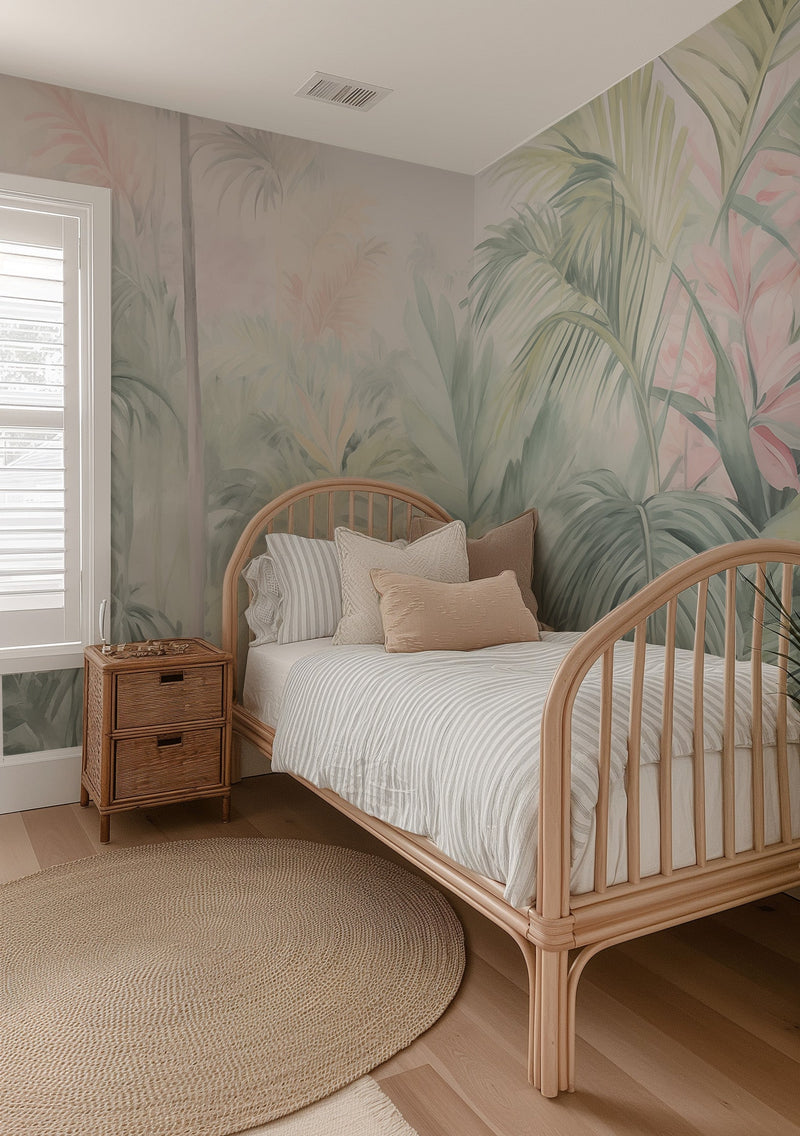 Breezy Palm Wallpaper Mural from Olive et Oriel where you can shop wallpaper and artworks online