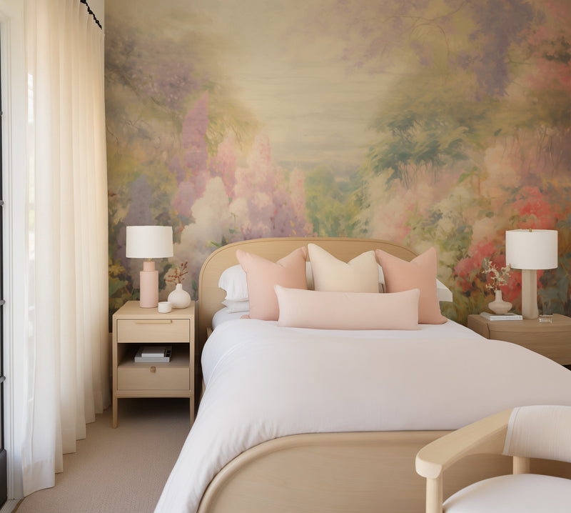 Bridgerton Garden Wallpaper Mural from Olive et Oriel where you can shop wallpaper and artworks online