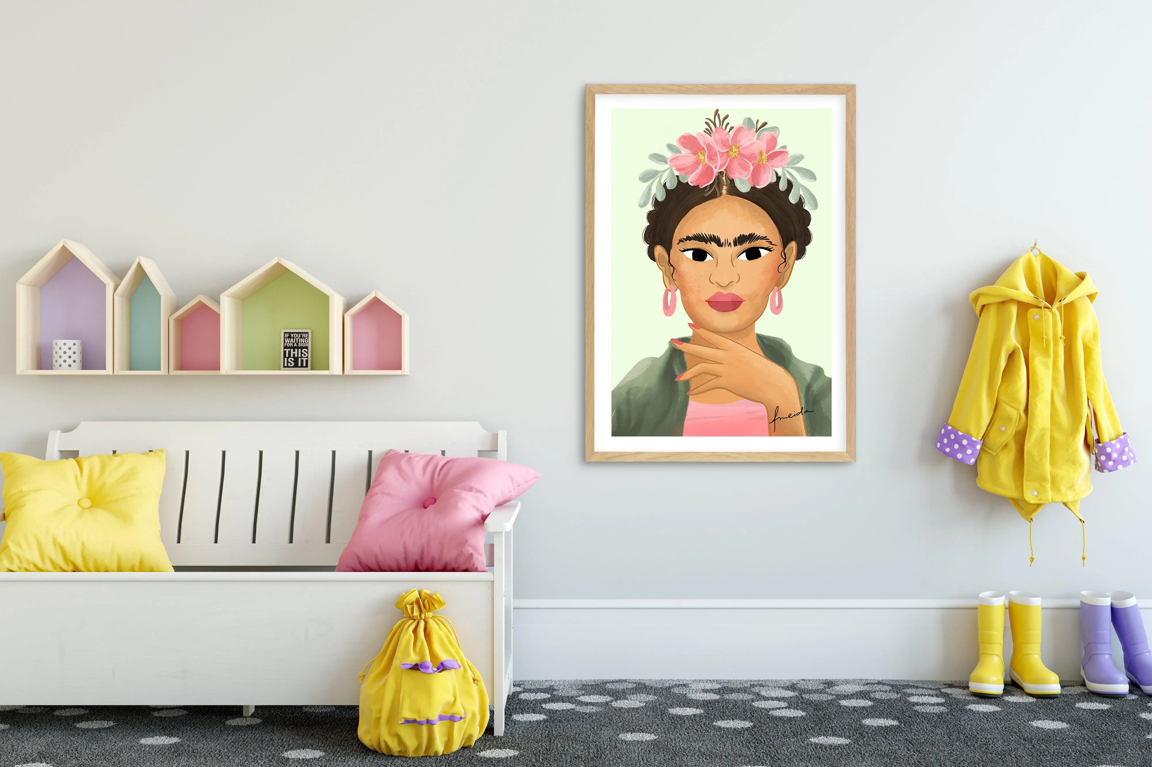 Frida Kahlo on Sage Art Print-PRINT-Olive et Oriel-Kristin-Buy-Australian-Art-Prints-Online-with-Olive-et-Oriel-Your-Artwork-Specialists-Austrailia-Decorate-With-Coastal-Photo-Wall-Art-Prints-From-Our-Beach-House-Artwork-Collection-Fine-Poster-and-Framed-Artwork