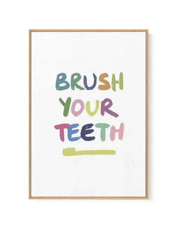 Brush Your Teeth | Framed Canvas-CANVAS-You can shop wall art online with Olive et Oriel for everything from abstract art to fun kids wall art. Our beautiful modern art prints and canvas art are available from large canvas prints to wall art paintings and our proudly Australian artwork collection offers only the highest quality framed large wall art and canvas art Australia - You can buy fashion photography prints or Hampton print posters and paintings on canvas from Olive et Oriel and have them