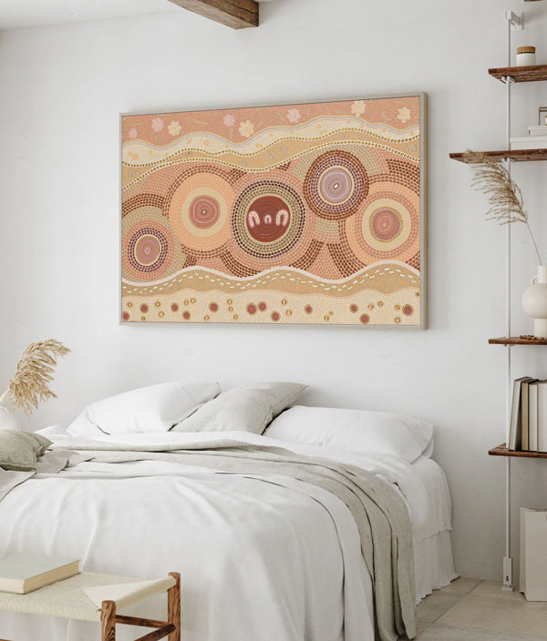 buy aboriginal art prints online with olive et oriel from featured indiginous artists printed and framed in australia aboriginal dot paintings online