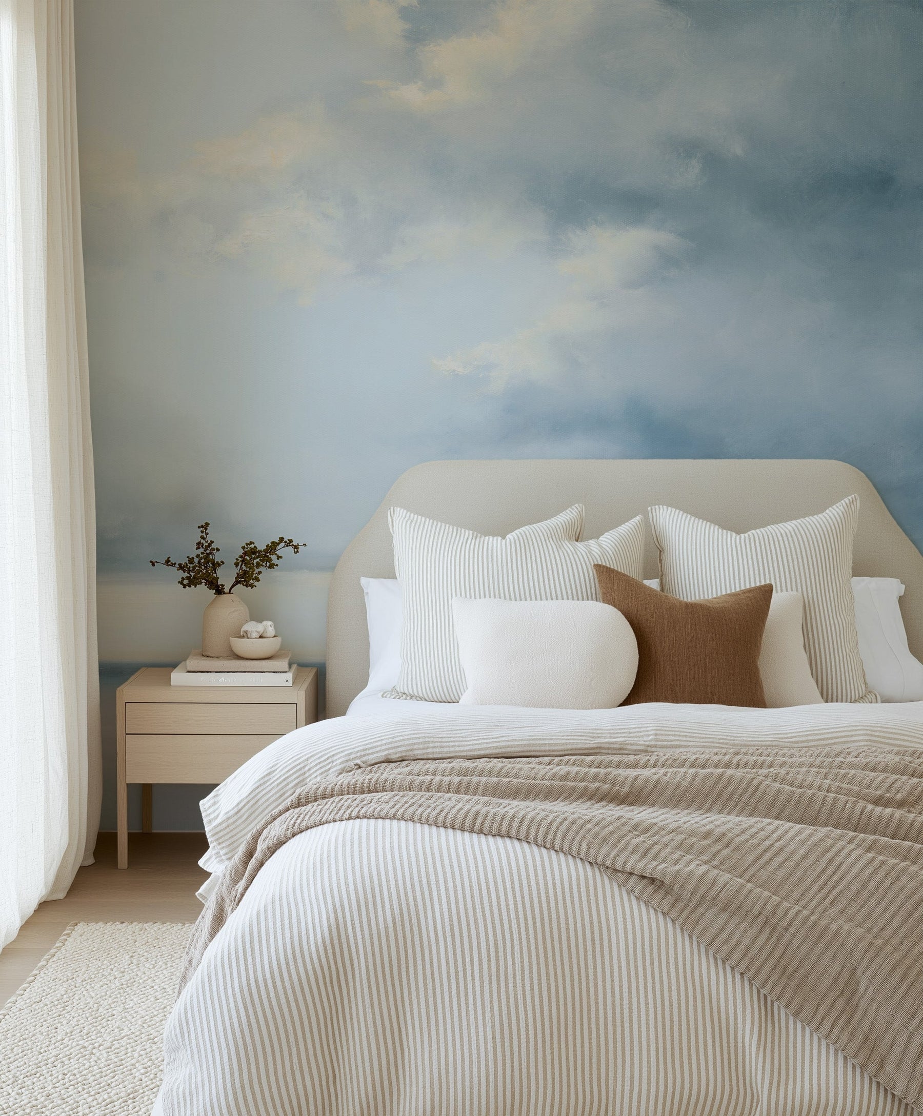Calm Seas Painted Mural Wallpaper from Olive et Oriel where you can shop wallpaper and artworks online