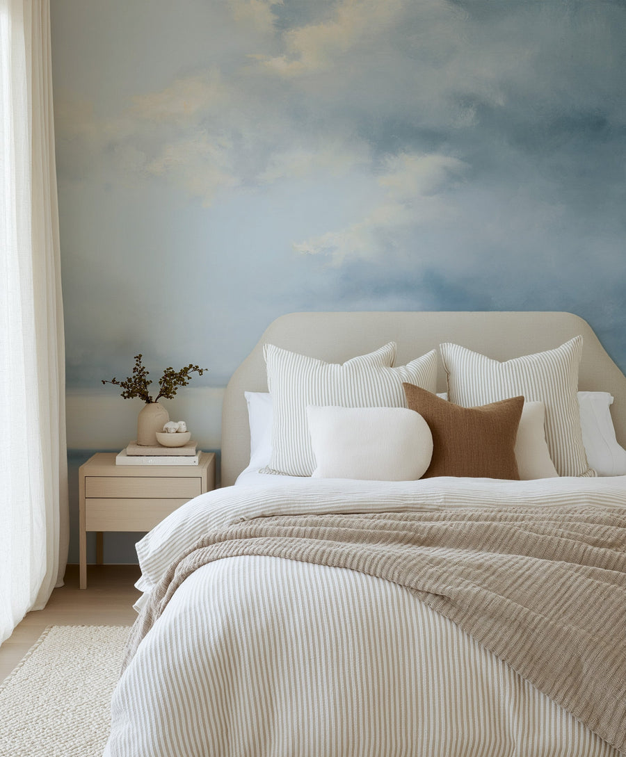 Calm Seas Painted Mural Wallpaper from Olive et Oriel where you can shop wallpaper and artworks online