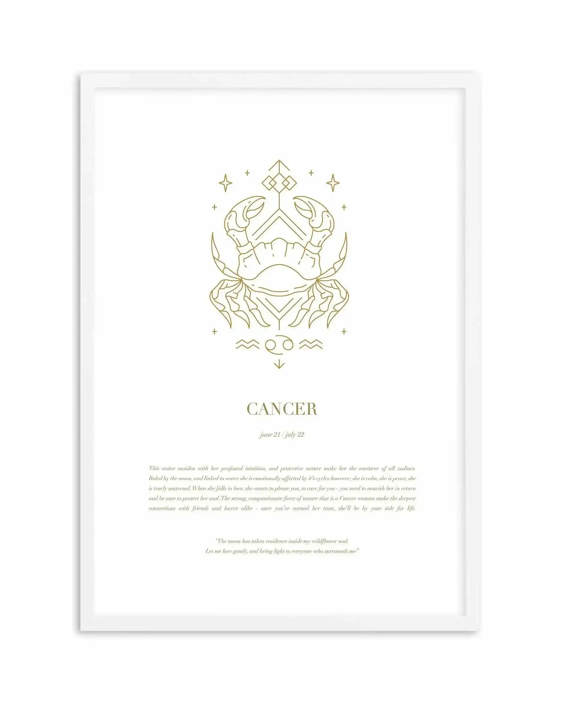 Cancer | Celestial Zodiac Art Print-PRINT-Olive et Oriel-Olive et Oriel-A4 | 8.3" x 11.7" | 21 x 29.7cm-White-With White Border-Buy-Australian-Art-Prints-Online-with-Olive-et-Oriel-Your-Artwork-Specialists-Austrailia-Decorate-With-Coastal-Photo-Wall-Art-Prints-From-Our-Beach-House-Artwork-Collection-Fine-Poster-and-Framed-Artwork