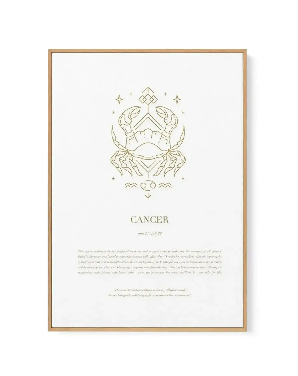 Cancer | Celestial Zodiac | Framed Canvas-CANVAS-You can shop wall art online with Olive et Oriel for everything from abstract art to fun kids wall art. Our beautiful modern art prints and canvas art are available from large canvas prints to wall art paintings and our proudly Australian artwork collection offers only the highest quality framed large wall art and canvas art Australia - You can buy fashion photography prints or Hampton print posters and paintings on canvas from Olive et Oriel and 