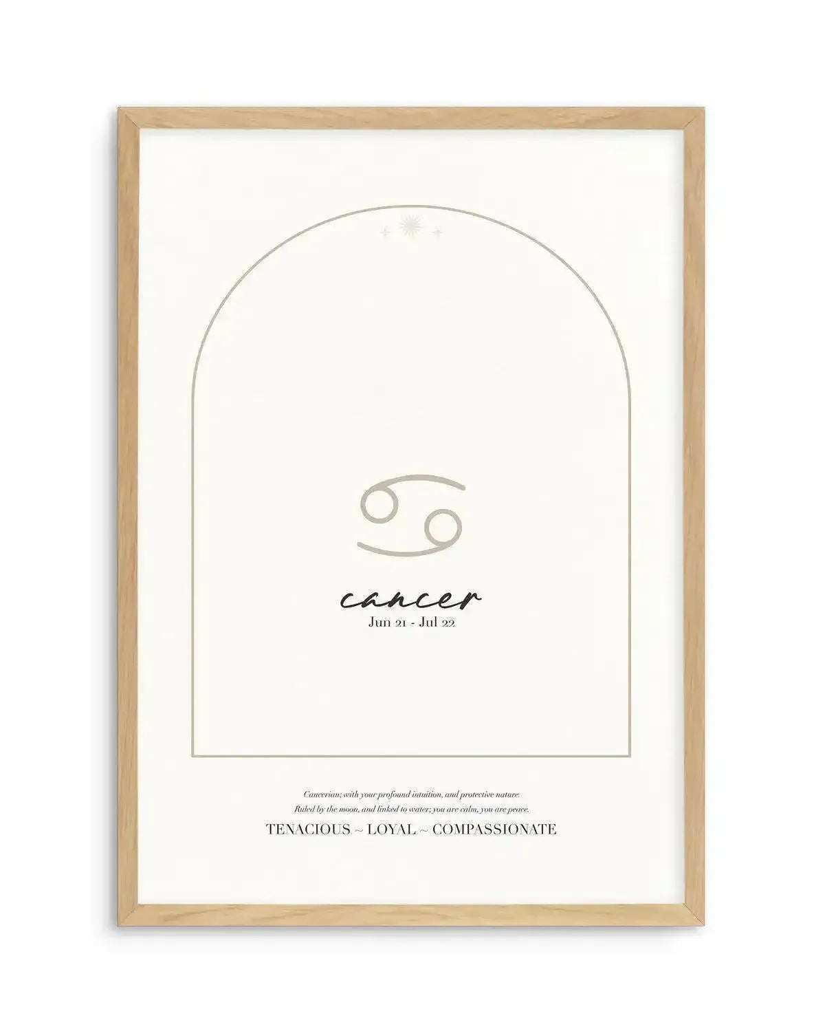 Cancer Star Sign Art Print-PRINT-Olive et Oriel-Olive et Oriel-A4 | 8.3" x 11.7" | 21 x 29.7cm-Oak-With White Border-Buy-Australian-Art-Prints-Online-with-Olive-et-Oriel-Your-Artwork-Specialists-Austrailia-Decorate-With-Coastal-Photo-Wall-Art-Prints-From-Our-Beach-House-Artwork-Collection-Fine-Poster-and-Framed-Artwork