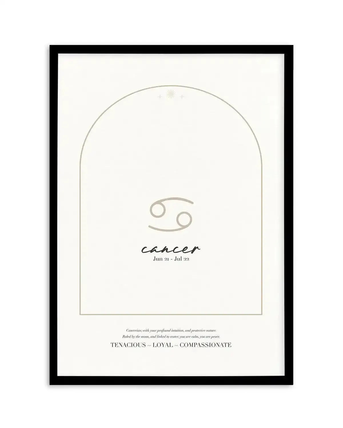 Cancer Star Sign Art Print-PRINT-Olive et Oriel-Olive et Oriel-A4 | 8.3" x 11.7" | 21 x 29.7cm-Black-With White Border-Buy-Australian-Art-Prints-Online-with-Olive-et-Oriel-Your-Artwork-Specialists-Austrailia-Decorate-With-Coastal-Photo-Wall-Art-Prints-From-Our-Beach-House-Artwork-Collection-Fine-Poster-and-Framed-Artwork