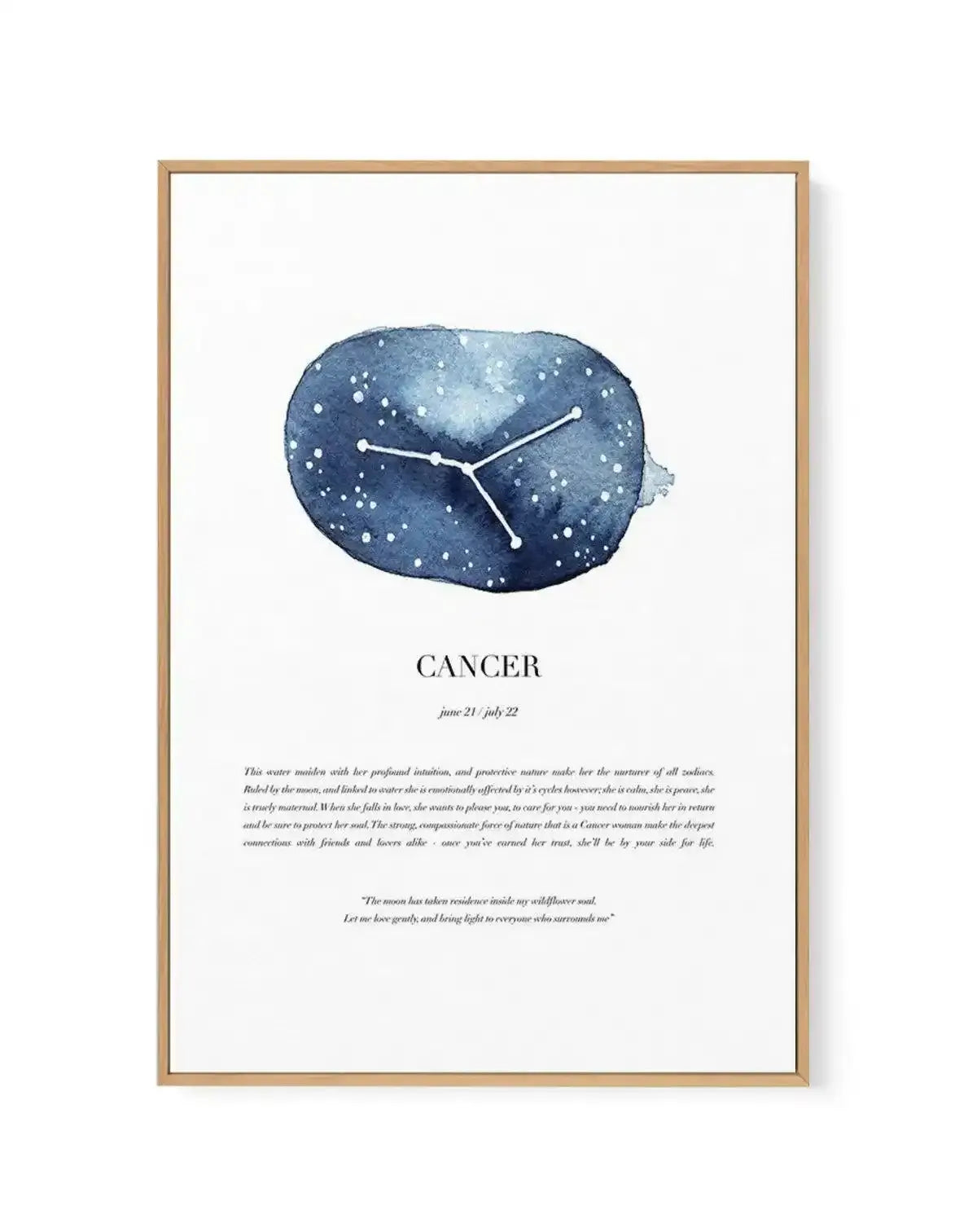 Cancer | Watercolour Zodiac | Framed Canvas-CANVAS-You can shop wall art online with Olive et Oriel for everything from abstract art to fun kids wall art. Our beautiful modern art prints and canvas art are available from large canvas prints to wall art paintings and our proudly Australian artwork collection offers only the highest quality framed large wall art and canvas art Australia - You can buy fashion photography prints or Hampton print posters and paintings on canvas from Olive et Oriel an