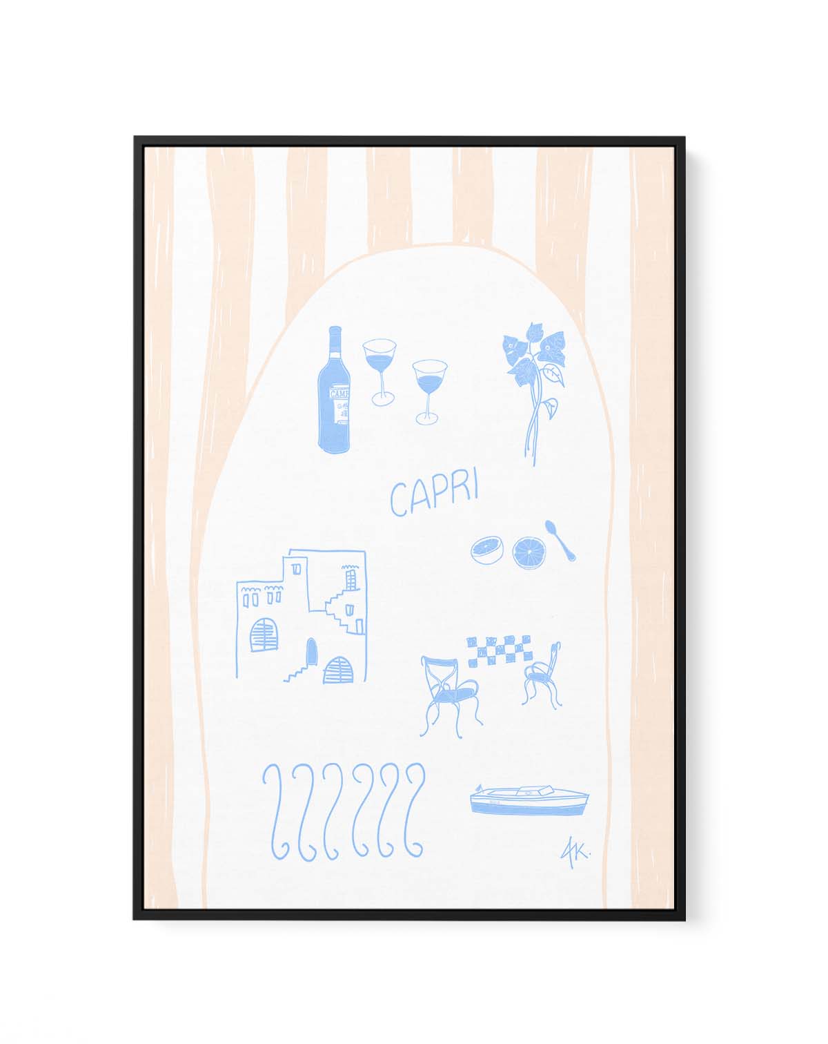 Capri Blue Pink by Anne Korako | Framed Canvas Art Print