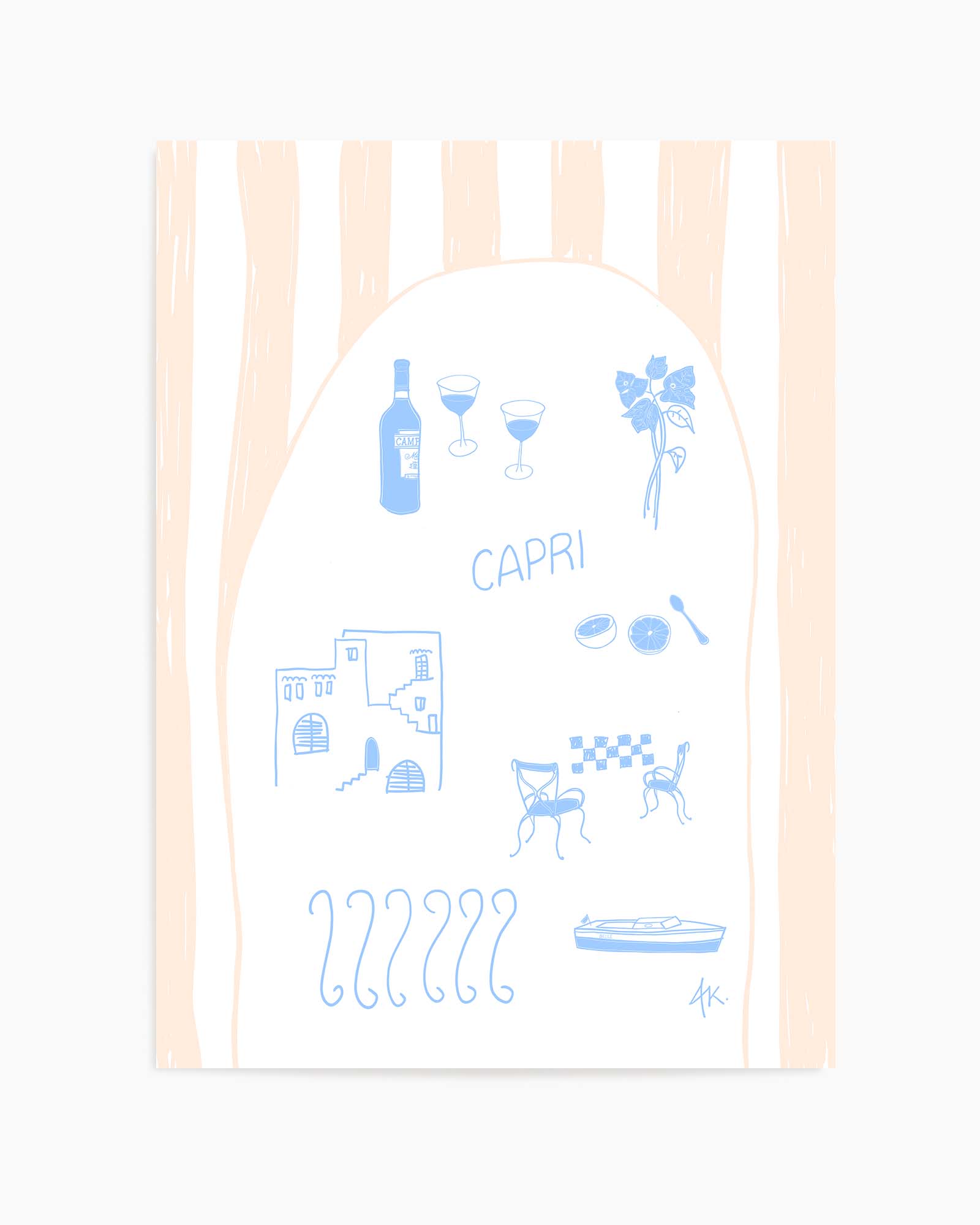 Capri Blue Pink by Anne Korako | Art Print