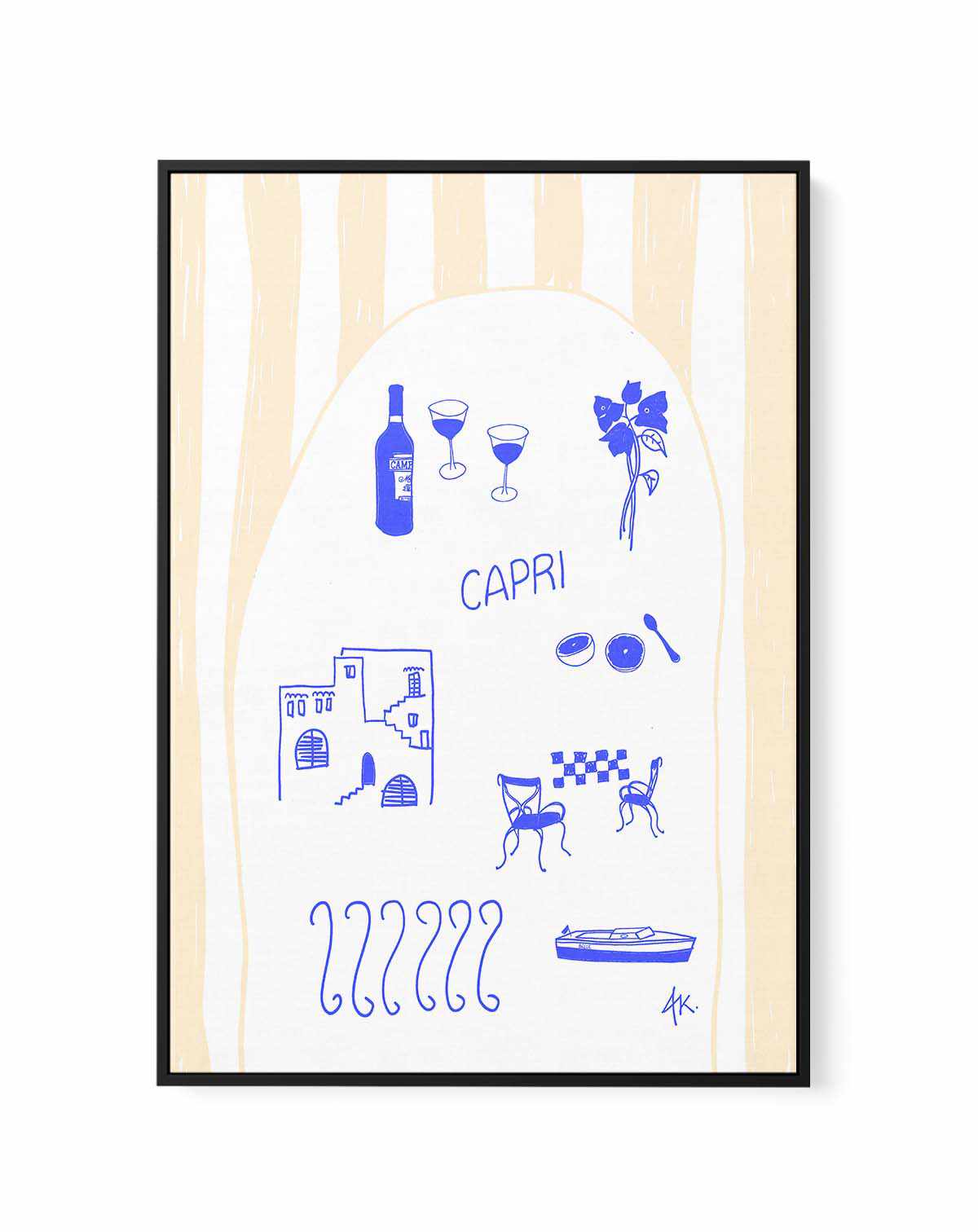 Capri Deep Blue by Anne Korako | Framed Canvas Art Print