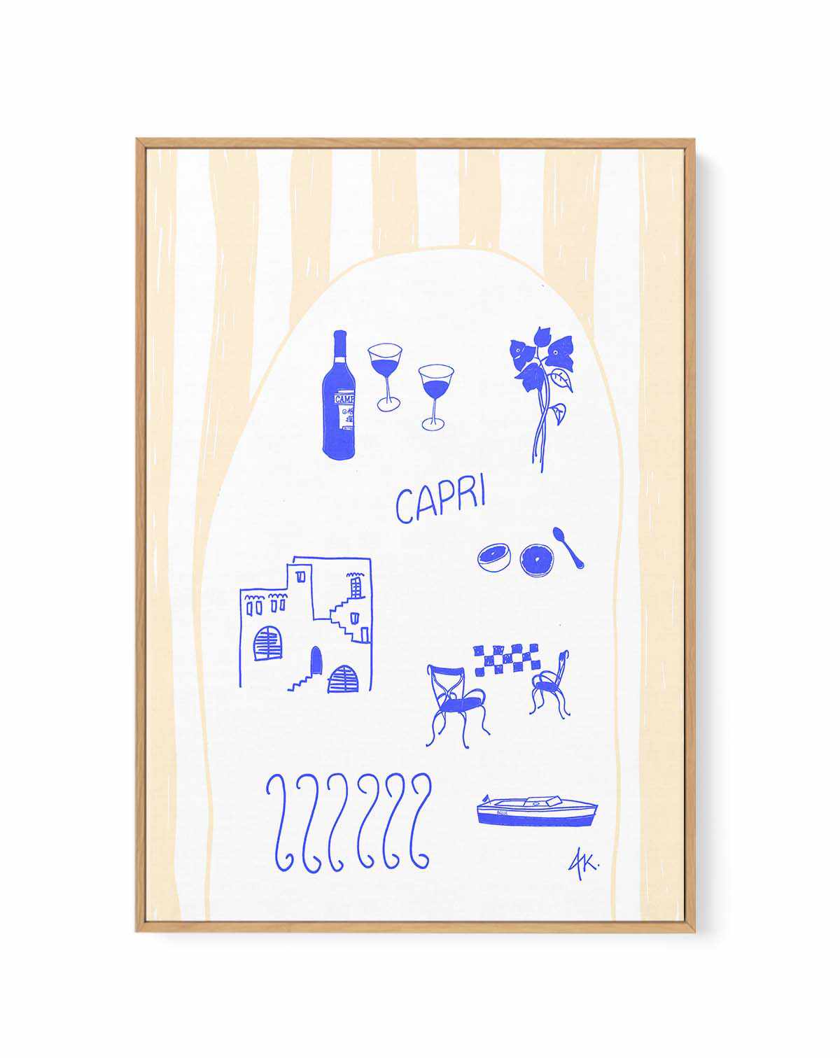 Capri Deep Blue by Anne Korako | Framed Canvas Art Print