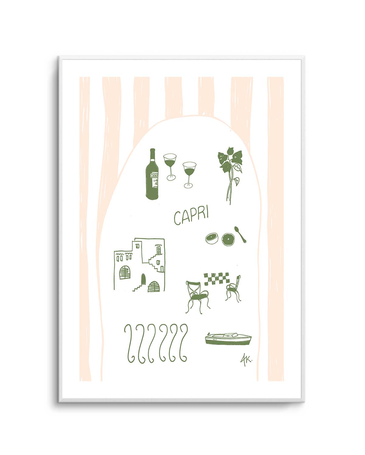 Capri Forest Green Pink by Anne Korako | Art Print