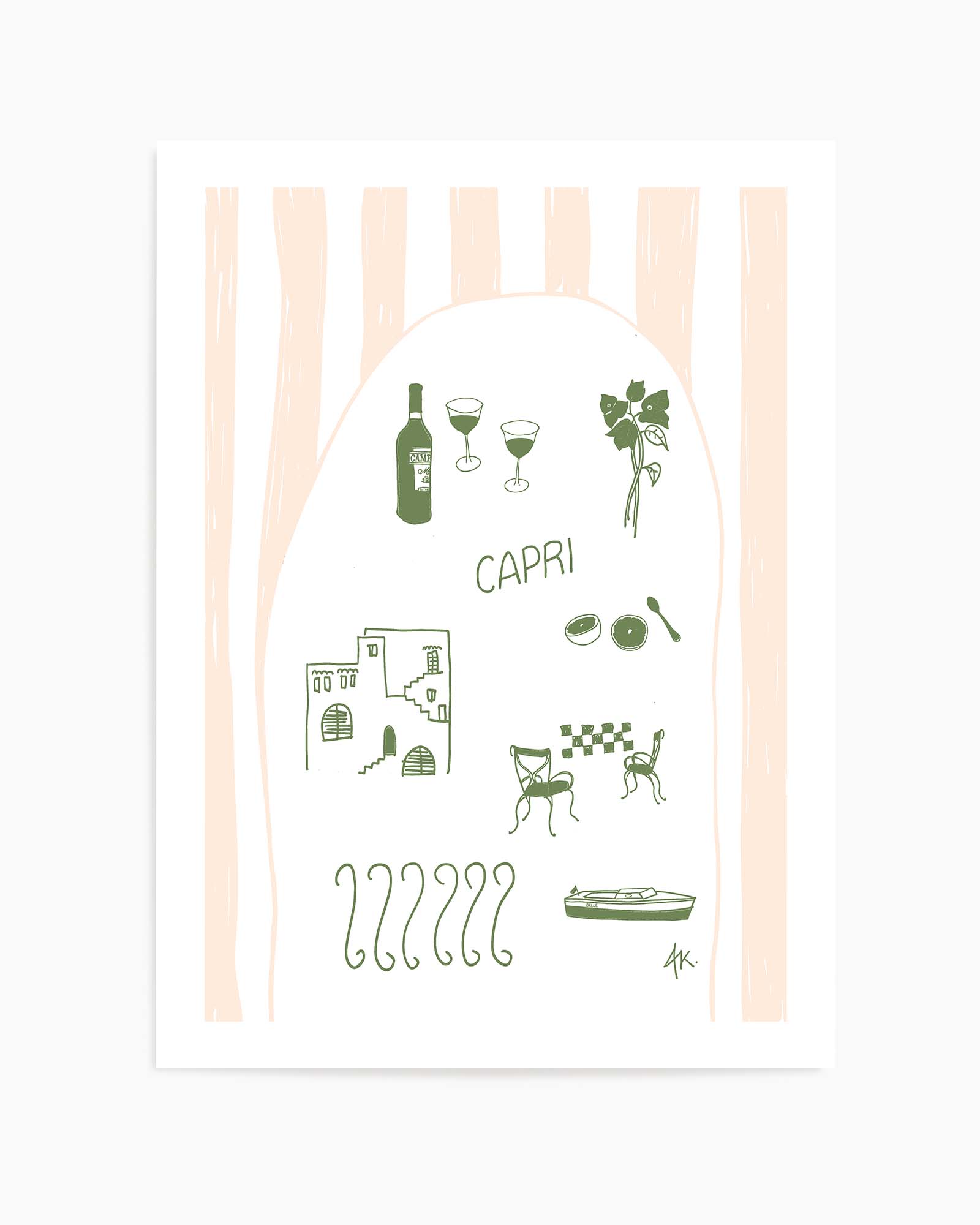 Capri Forest Green Pink by Anne Korako | Art Print