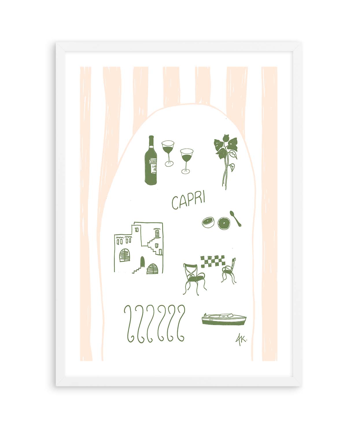 Capri Forest Green Pink by Anne Korako | Art Print