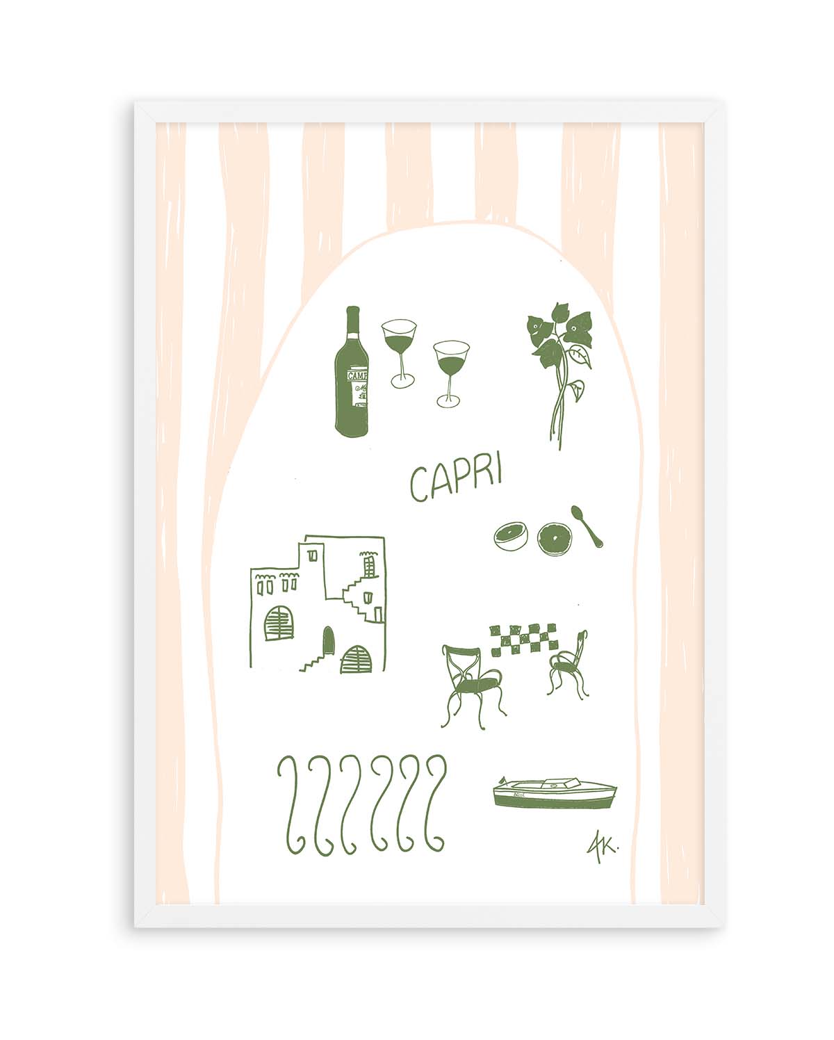 Capri Forest Green Pink by Anne Korako | Art Print