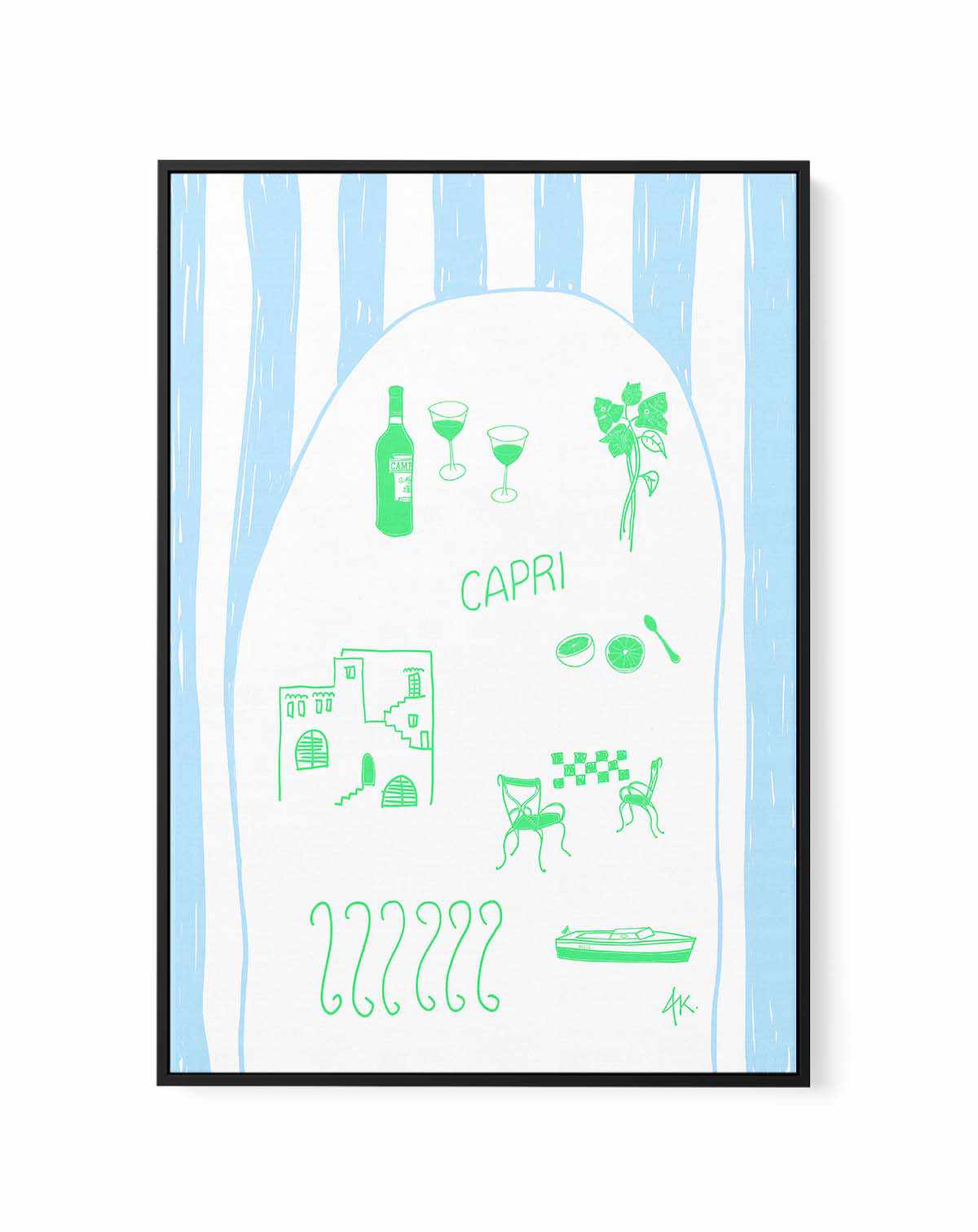 Capri Green Blue by Anne Korako | Framed Canvas Art Print