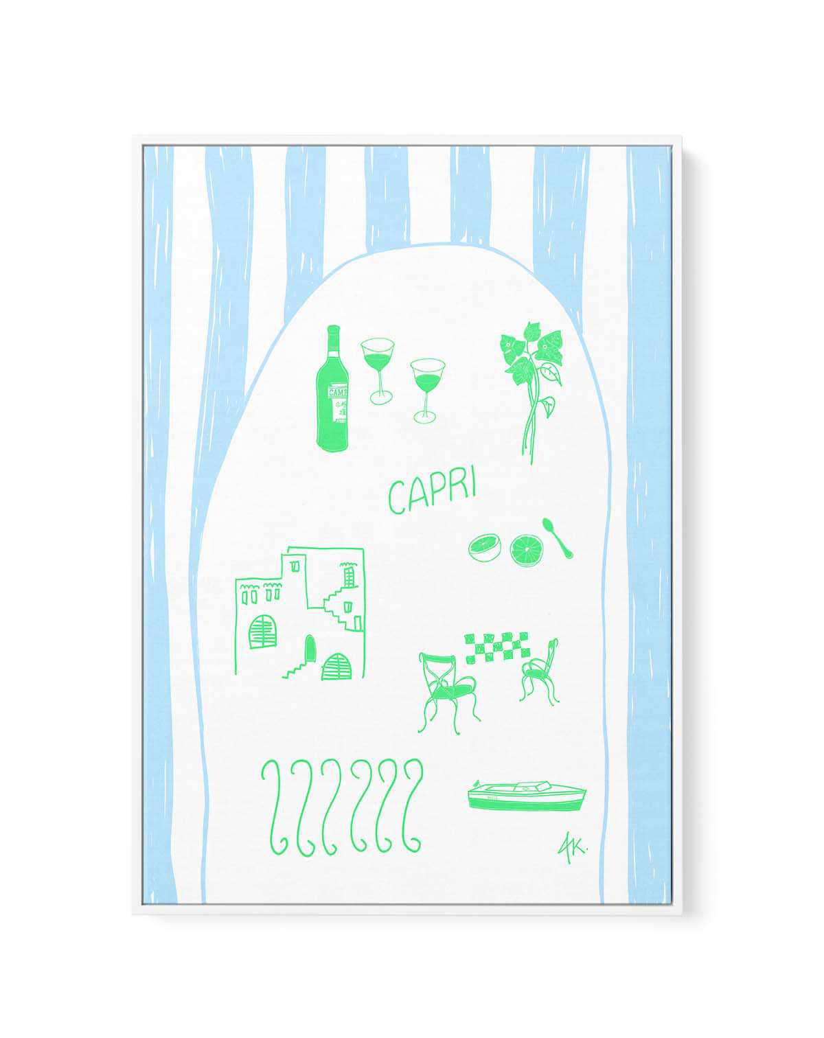 Capri Green Blue by Anne Korako | Framed Canvas Art Print