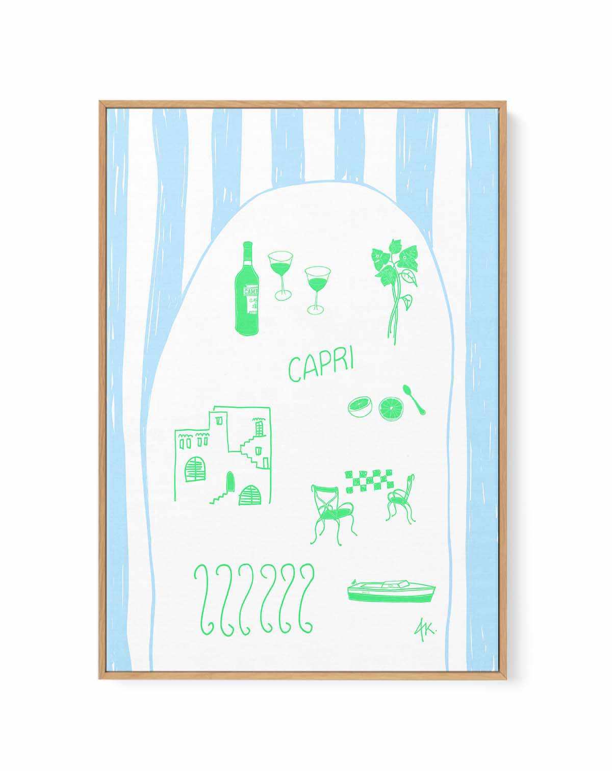 Capri Green Blue by Anne Korako | Framed Canvas Art Print