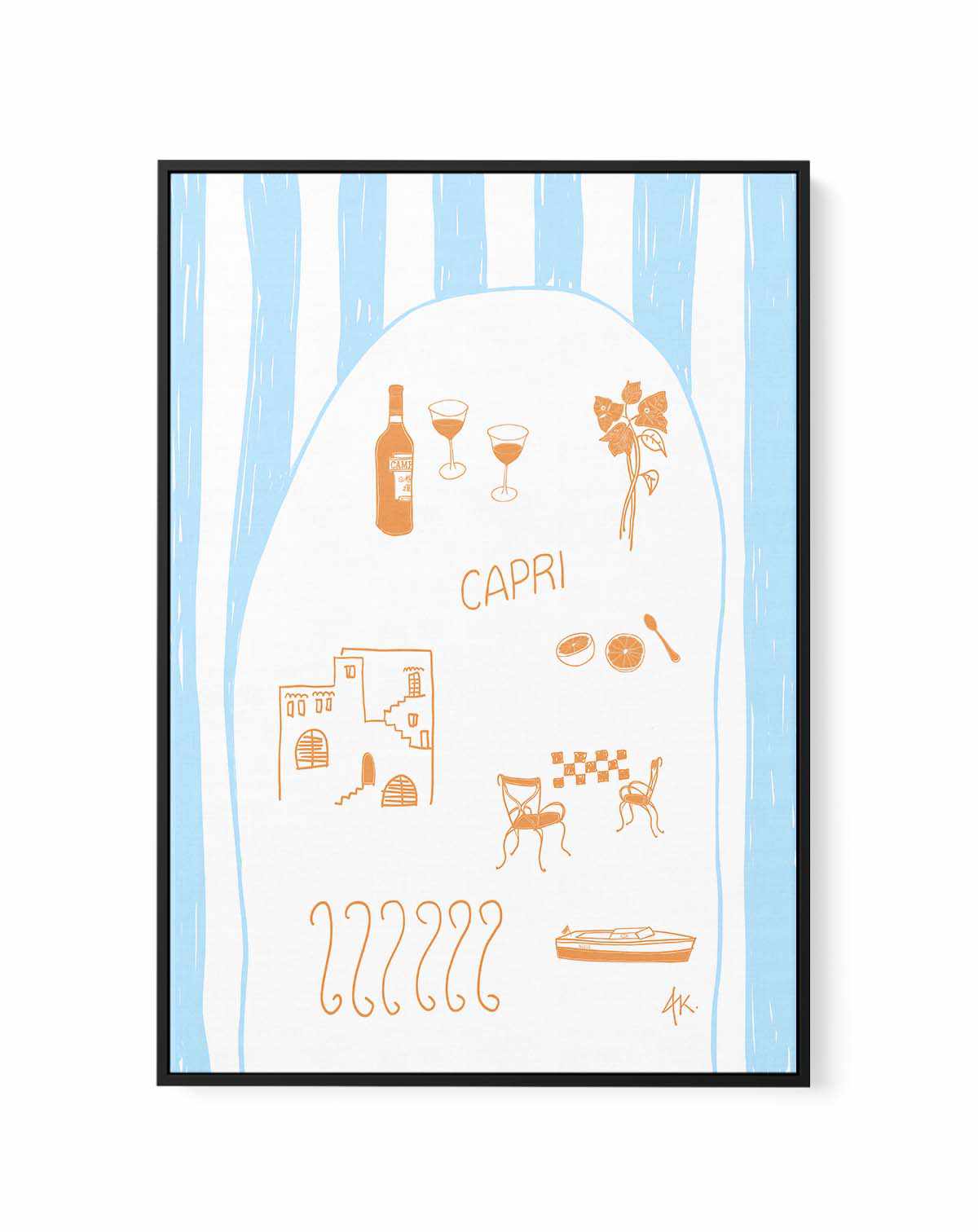 Capri Tan Blue by Anne Korako | Framed Canvas Art Print