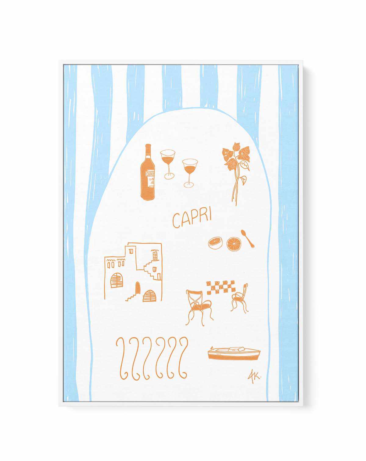 Capri Tan Blue by Anne Korako | Framed Canvas Art Print